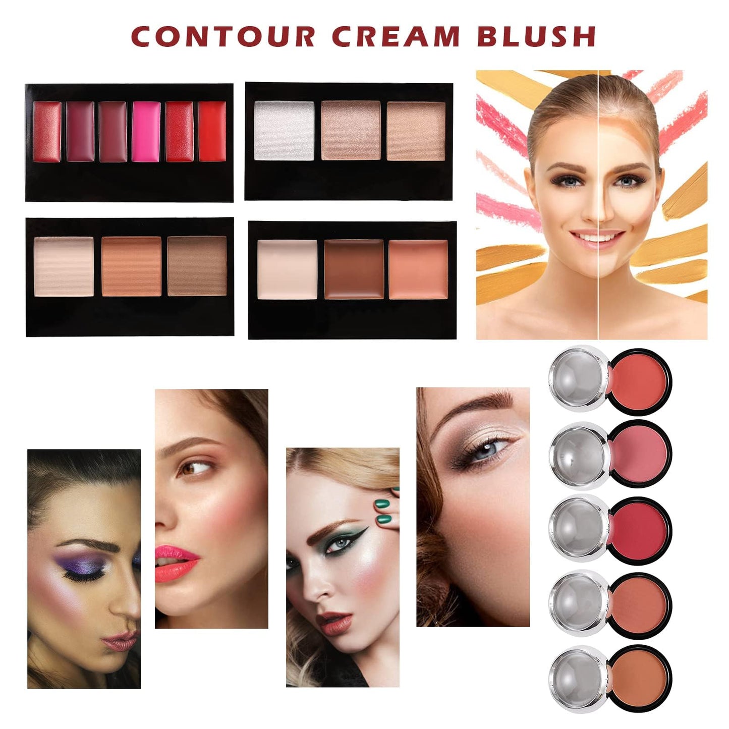 Hegafoo All in One Makeup Set for Teens & Women - Full Kit with Eyeshadow Palette, Lipstick Set, Concealer, Foundation, Lipgloss & Makeup Brushes
