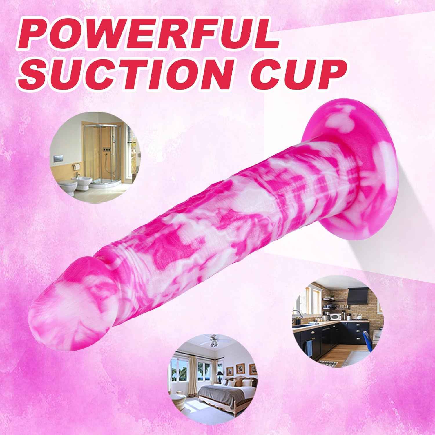 Hainuo Realistic Silicone Fantasy Dildo with Suction Cup Pink