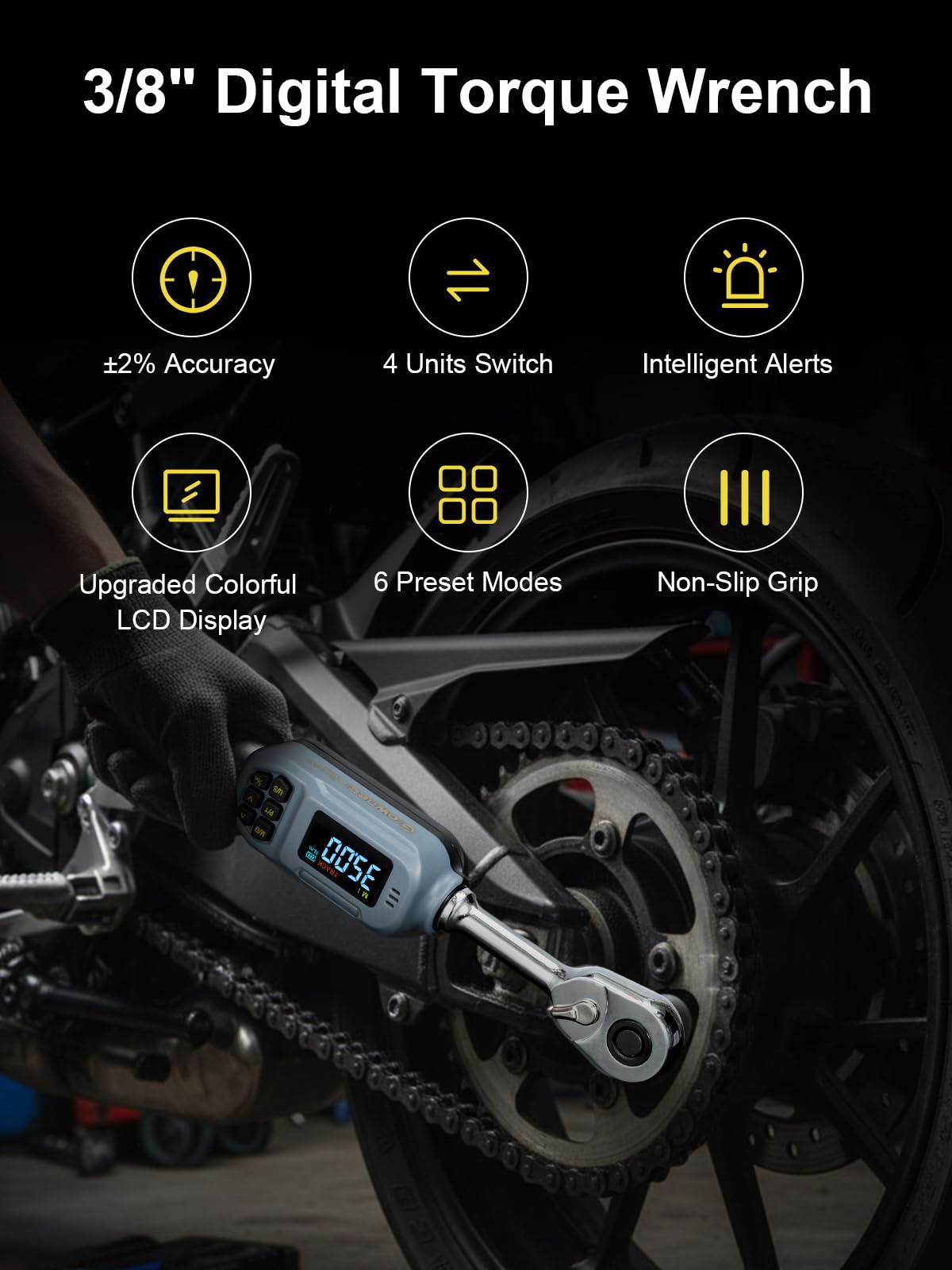 GROWNEER Digital Torque Wrench Set, Inch Pound Torque Wrench with Buzzer & LED Indicator, Electronic Wrench Set with Bits & Sockets