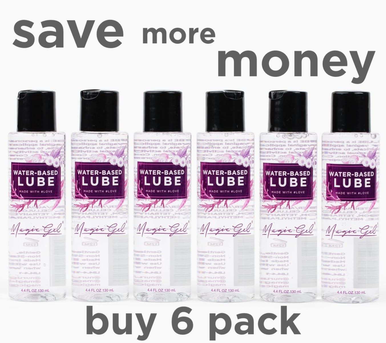 Magic Gel Water-Based Personal Lubricant | Lube for Men, Women and Couples | Clear Non-Staining | Unflavored 2.2 Oz