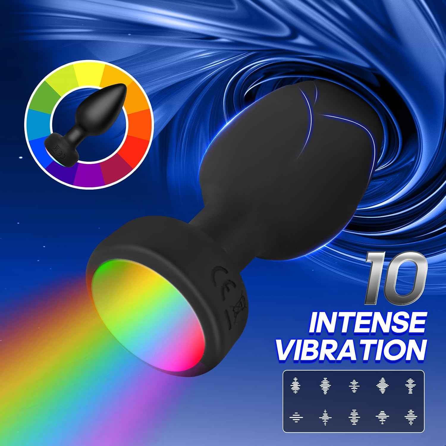 Anal Plug Vibrator with 3Pcs Butt Plug,10 Modes Vibrating Butt Plug - LED Color Light Remote Control Anal Plug, Adult Sex Toys and Games