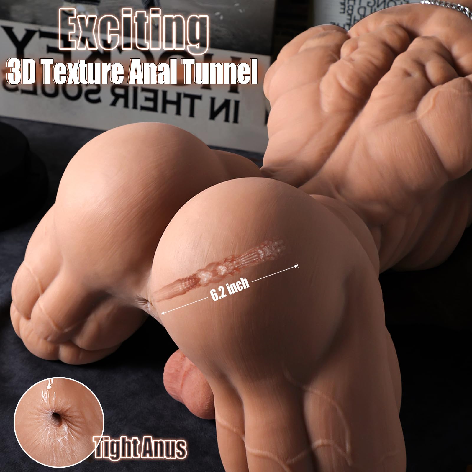 Male Sex Doll – Realistic Muscular Half Body Torso, 40LB Life Size Sex Doll with 9" Huge Dildo & Tight Anal Hole, Adult Sex Toy for Women & Gay Couples
