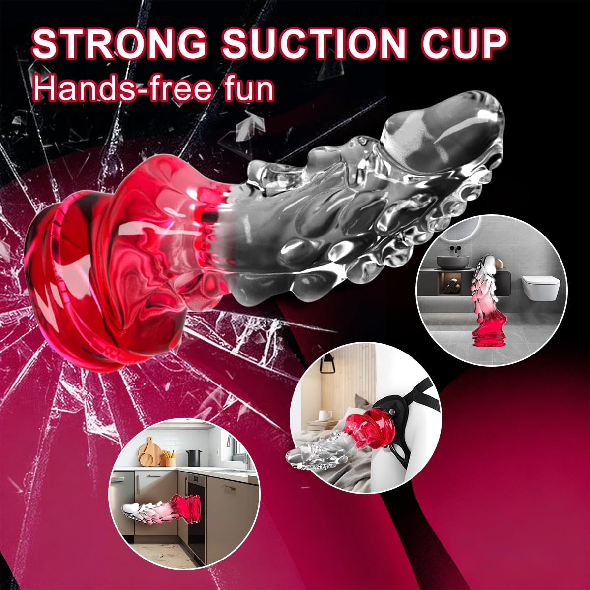 Dragon Dildo, 6.7'' Monster Dildo with Strong Suction Cup, Jelly Clear-Red Gradient Dildos Fantasy Anal Plug Animal Tentacle Dildos Adult Toys for Beginner Unique Valentine's Day Gifts for Him Her