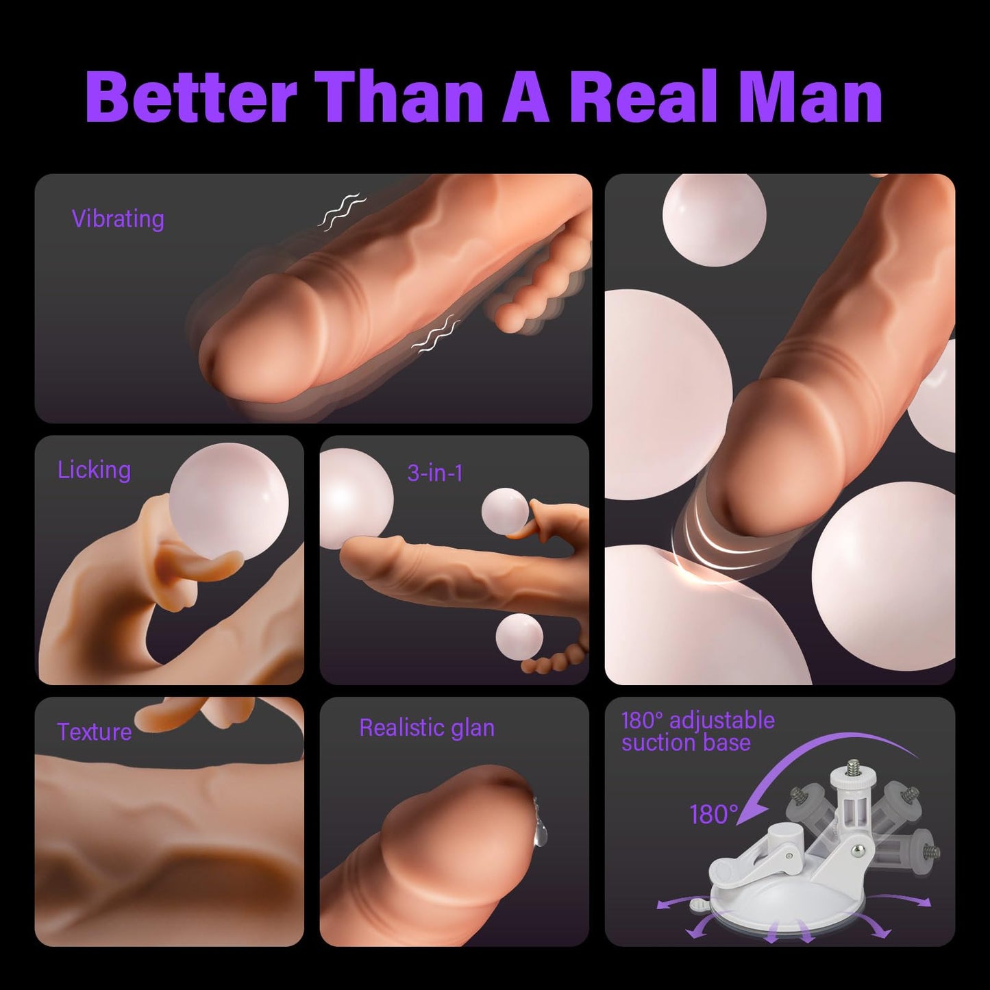 Sex Machine Thrusting Dildo Vibrator Sex Toys for Women, 3-in-1 Thrusting Vibrator for G Spot Clit Anal, 5 Vibrating 6 Thrusting Remote Control Detachable Suction Cup, Sex Toys - Machines & Devices