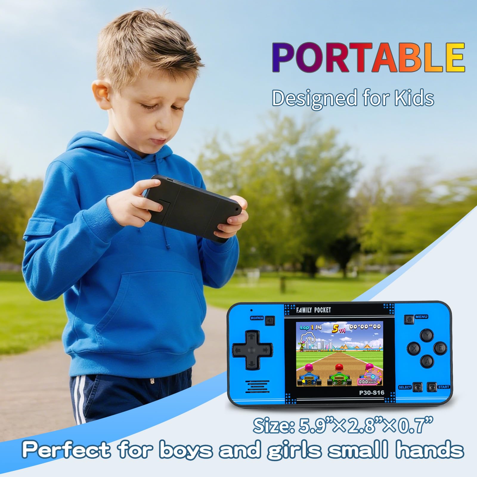 Handheld Game for Kids -Preloaded 220 Retro Video Games, Portable Gaming Player with Rechargeable Battery 3.0" LCD Screen, Mini Arcade Electronic Toy Gifts for Boys Girls
