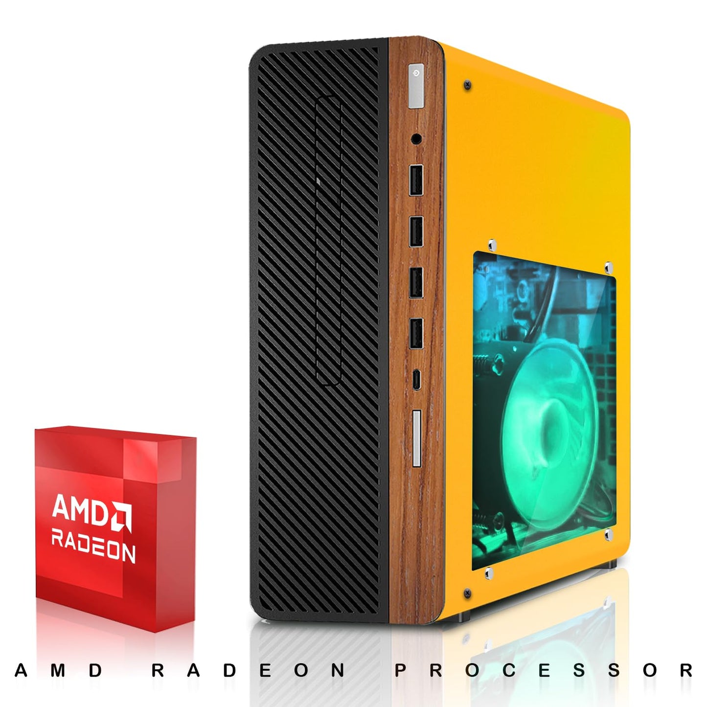 HP Half & Light Dark Desktop Computer PC Phoenix AMD A10-9700, 16GB RAM, 512GB SSD, 1TB SSD, RGB KBM with AI Copilot, WiFi, RGB Sounbar, Windows 11 (Renewed)
