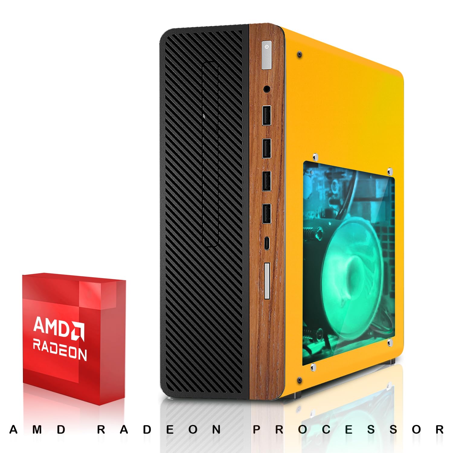 HP Half & Light Dark Desktop Computer PC Phoenix AMD A10-9700, 16GB RAM, 512GB SSD, 1TB SSD, RGB KBM with AI Copilot, WiFi, RGB Sounbar, Windows 11 (Renewed)