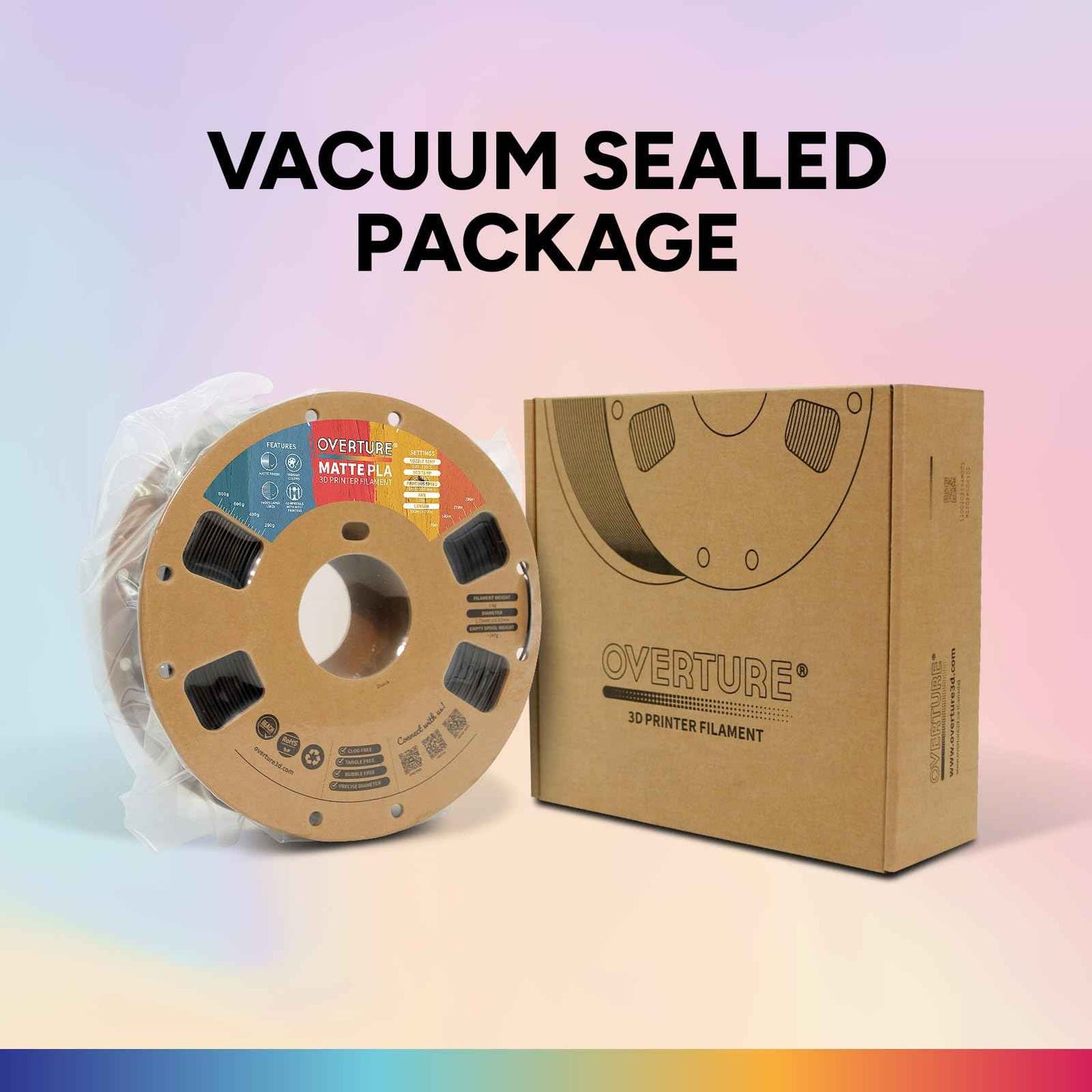OVERTURE Matte PLA 3D Printer Filament 1.75mm, Matt Surface & Low Warping Filament 1kg Spool (2.2 lbs), Accuracy +/- 0.02 mm, Fit Most FDM Printers