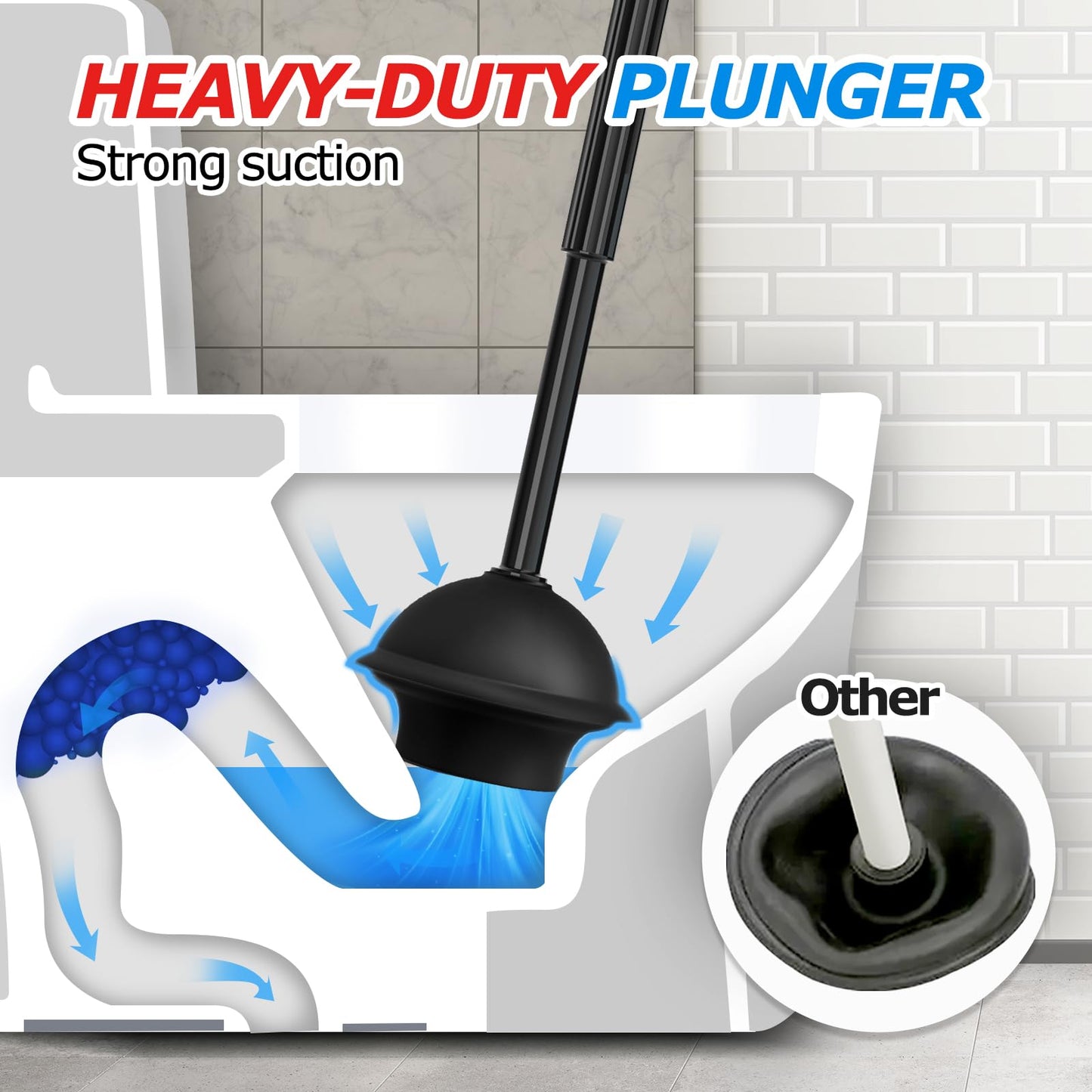 FORASTO Toilet Plunger and Brush Set，Toilet Bowl Brush Plunger Set