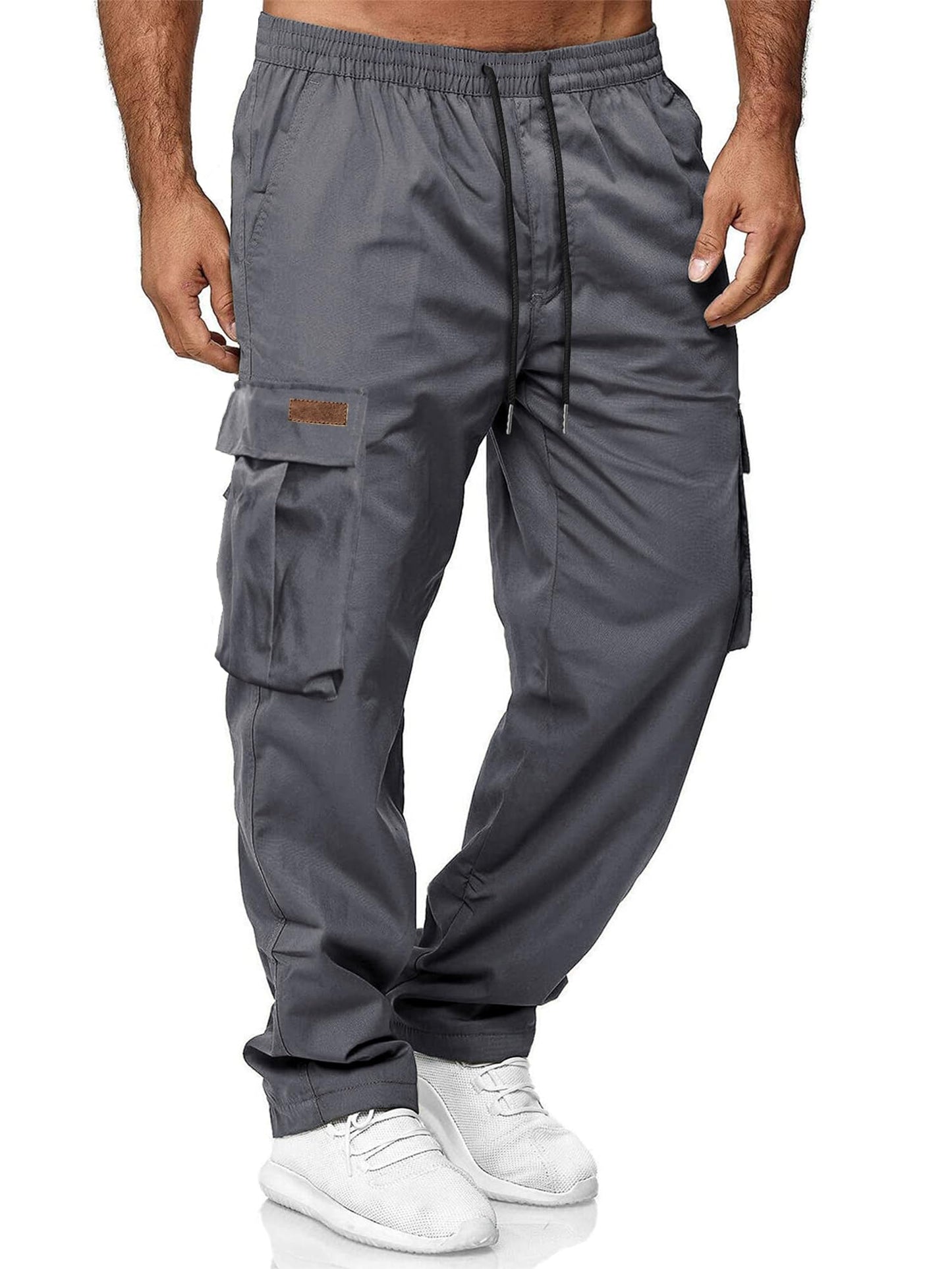 HOTake Men's Casual Cargo Sweatpants Waist Drawstring Joggers Hiking Tactical Pants for Men with Pockets