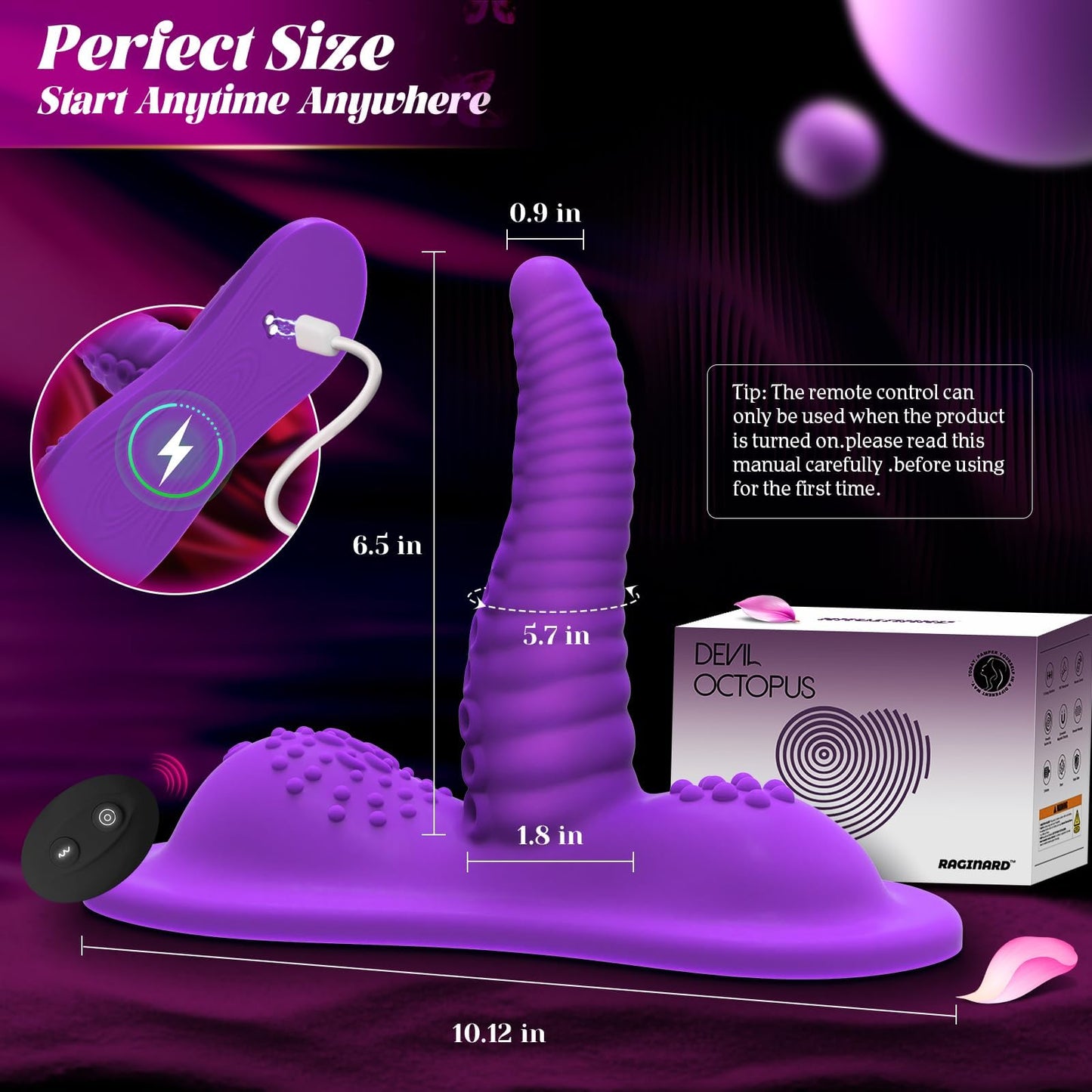 Womens Sex Toys 6.5" Insertable Monster Dildos Tentacle Vibrator