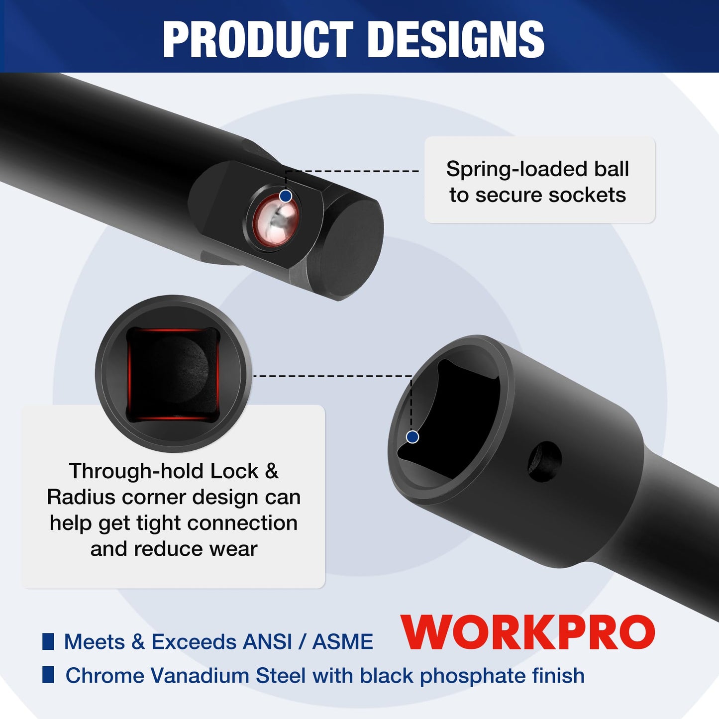WORKPRO 18-Pieces Drive Tool Accessory Set+WORKPRO 9 PCS Socket Accessory Set