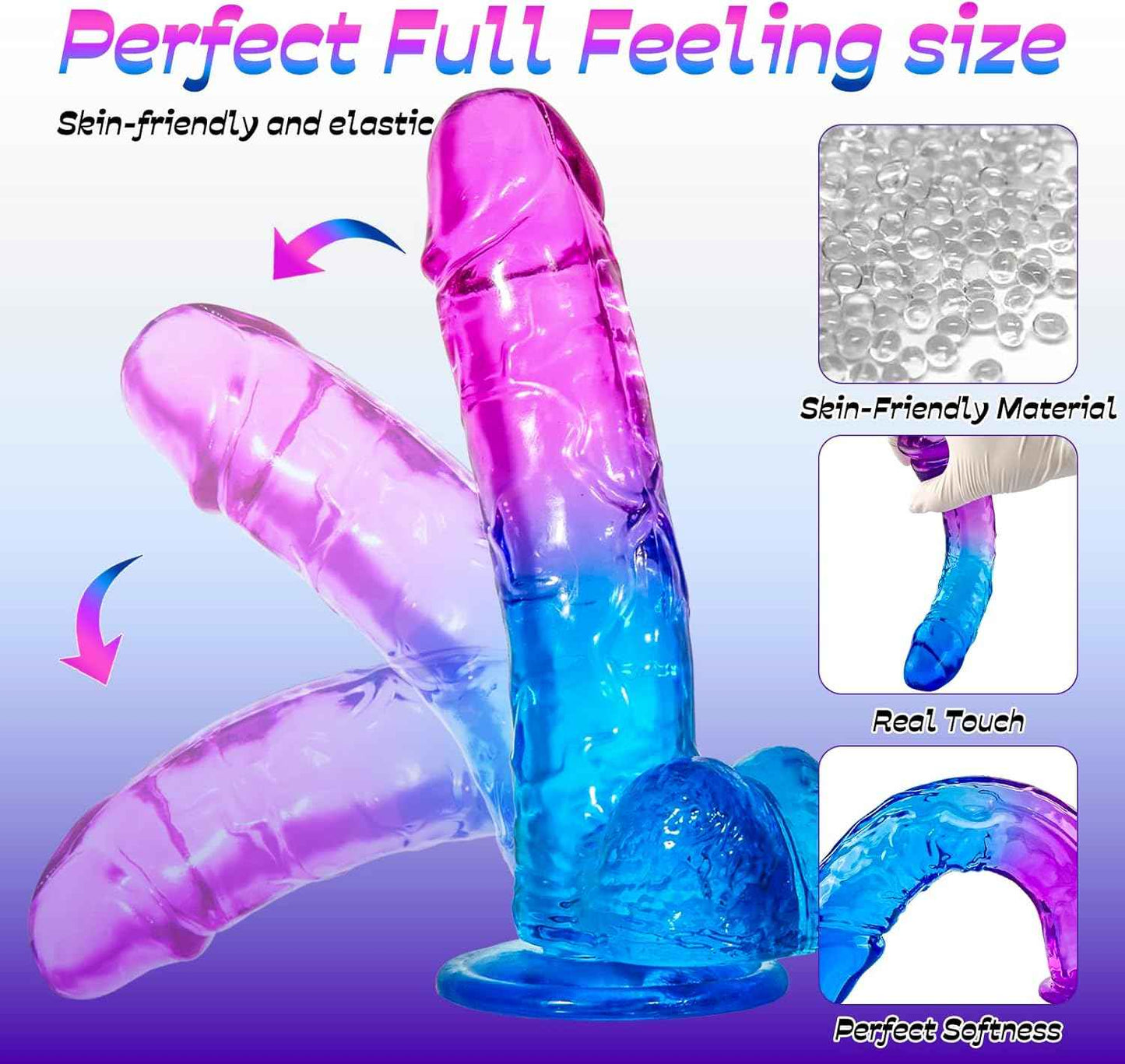 Lihanvil Realistic Silicone Dildo Dual Density Suction Cup 7.8 in