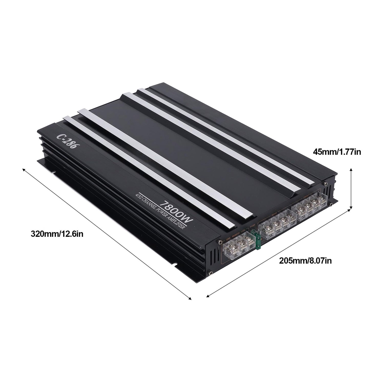 4 Channel Car Stereo Amplifier,Car Amplifier 7800W 4 Channels Class AB Aluminum Alloy Pure Bass Power Amp for DC 12V Truck Boat UTV Motorcycle