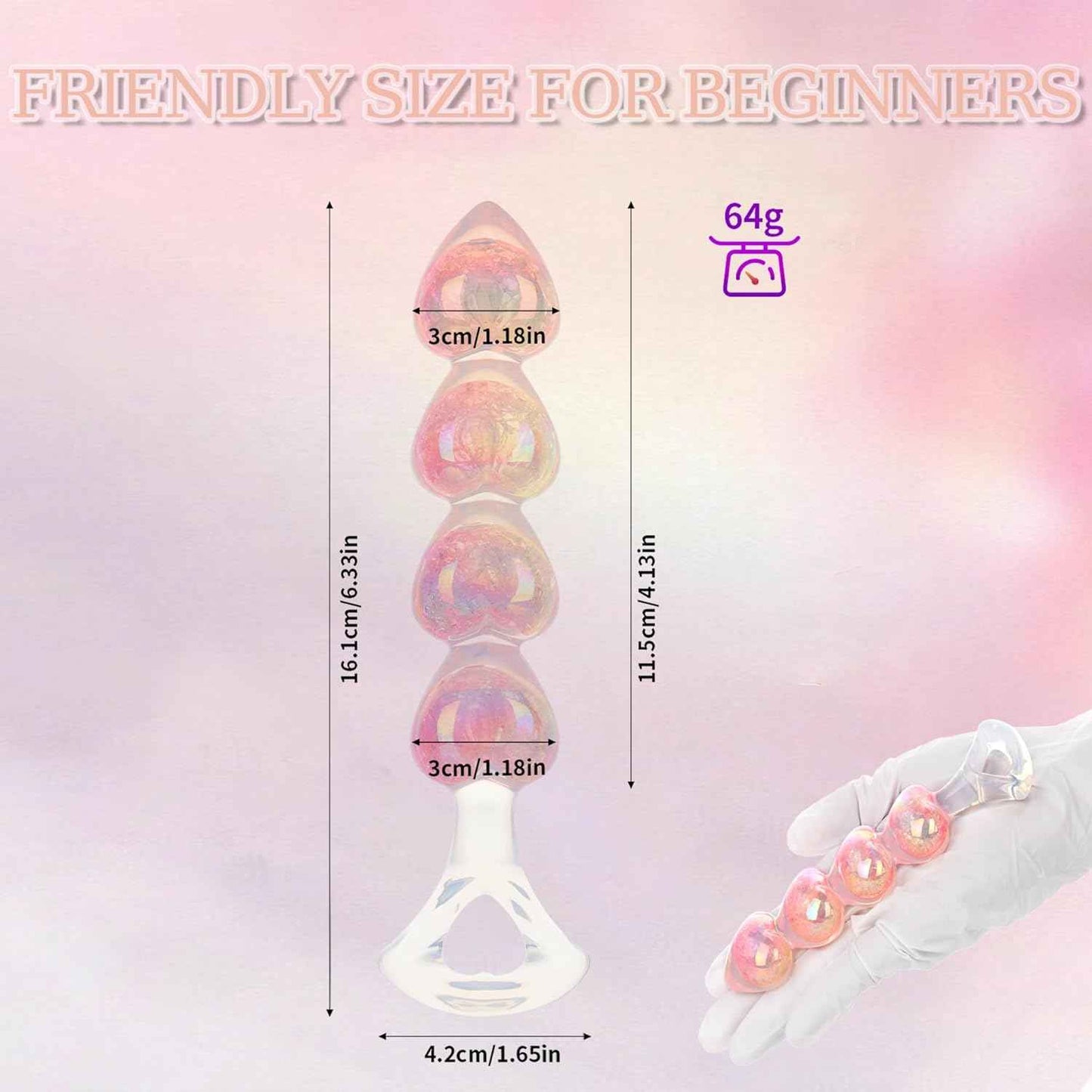 Anal Beads Butt Plug for Beginner, 6.3” Small Anal Dildo with Pull Ring Crystal Clear Dual Layer Silicone Adult Anal Toy for Anal Training and Women Men Sex Game Play