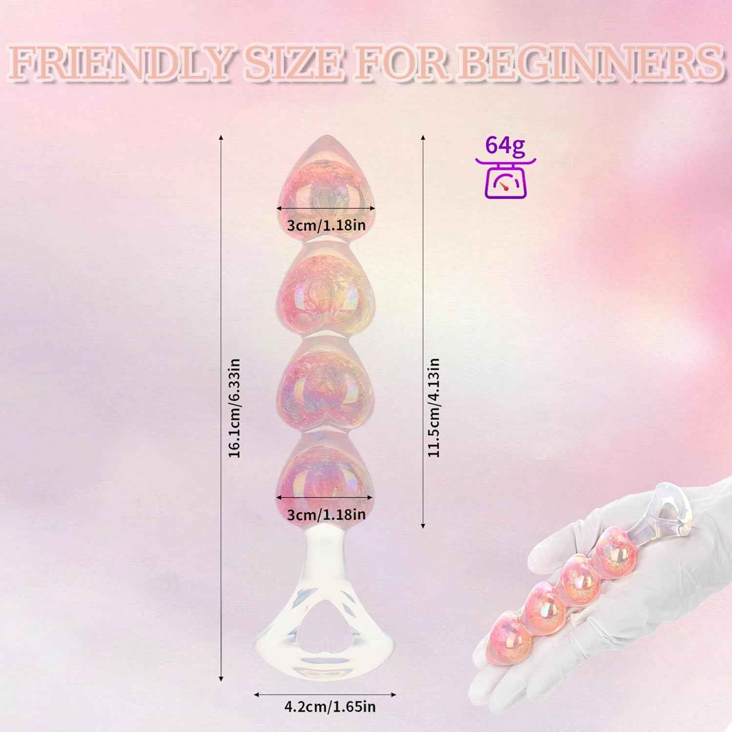 Anal Beads Butt Plug for Beginner, 6.3” Small Anal Dildo with Pull Ring Crystal Clear Dual Layer Silicone Adult Anal Toy for Anal Training and Women Men Sex Game Play