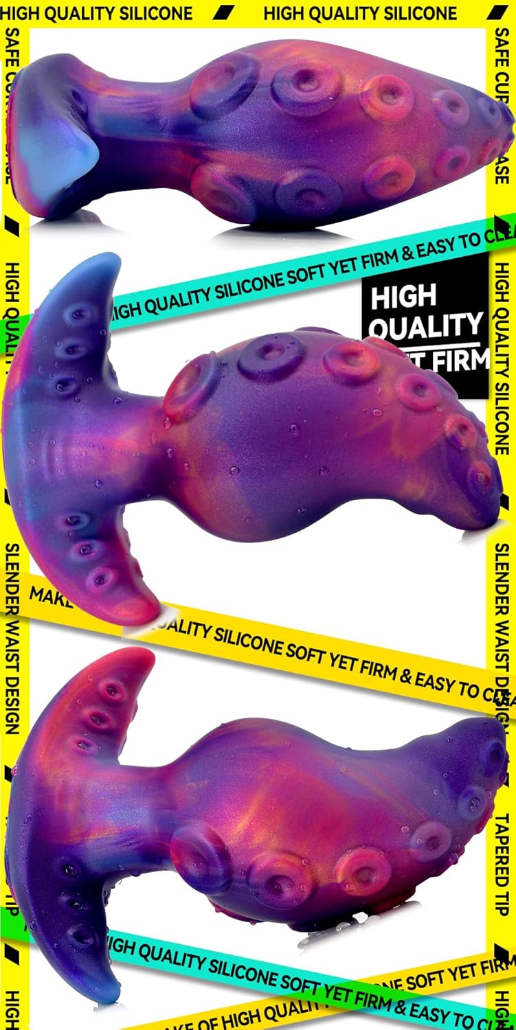 Anal Plug for Comfortable Long-Term Wear Silicone Monster Tentacle Butt Plug Dilator with Curved Base Slender Waist 4.41 x 1.77 Inch Prostate Sex Toy for Men Women Masturbation