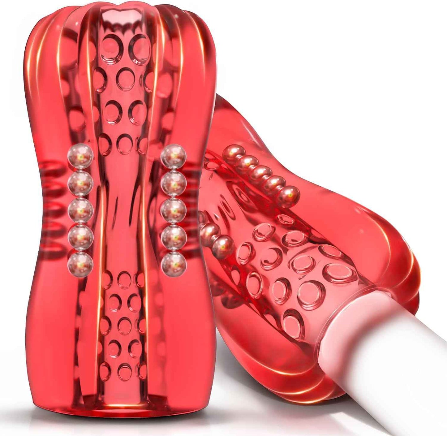 Male Masturbator Sex Toys, Yaluye Male Sex Toy Pocket Pussy, Male Masturbation with 20 Massage Steel Balls, 3D Realistic Texture Channel Penis Training Sex Toys for Men, Adult Sex Toys & Games (Red)