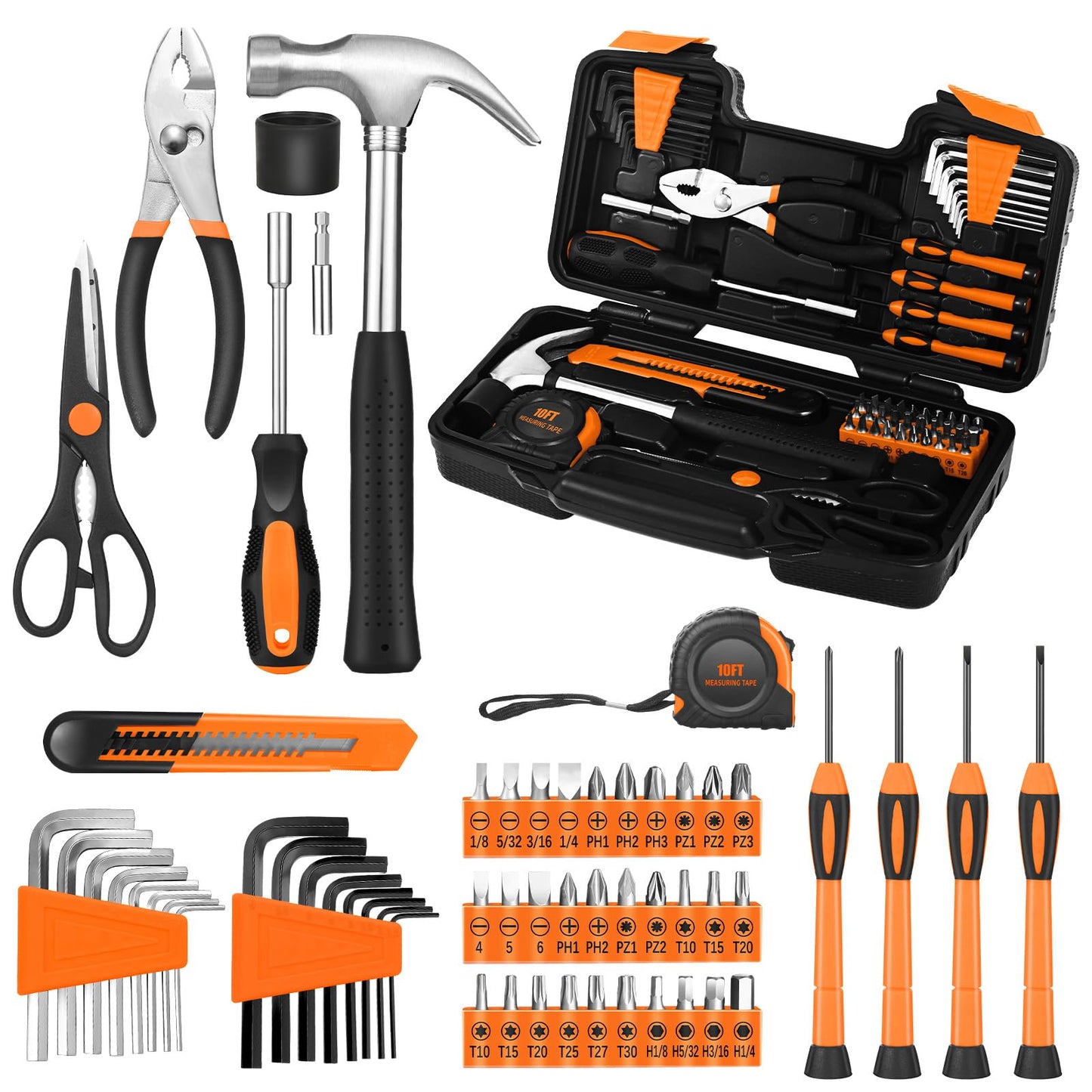 Household Tool Set General Repair Small Hand Tool Kit Storage Case for Home Garage Office College Dormitory Use