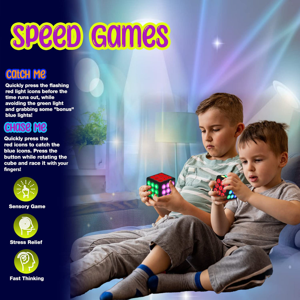PlayRoute Light Up Cube Brain and Memory Game - Gift Toy for Kids Boys & Girls Ages 6-12 Years and Up