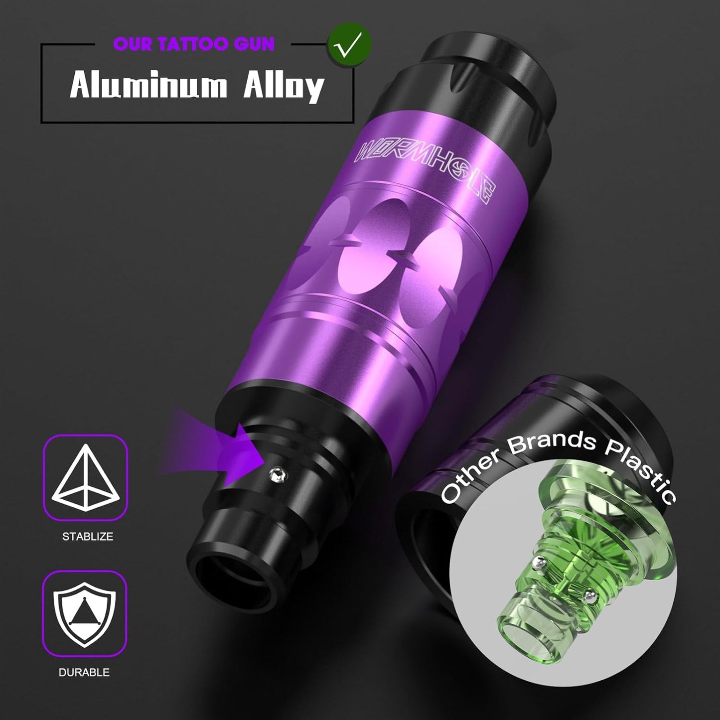Wormhole Tattoo Wireless Machine Kit 1200mAh Batteries Purple