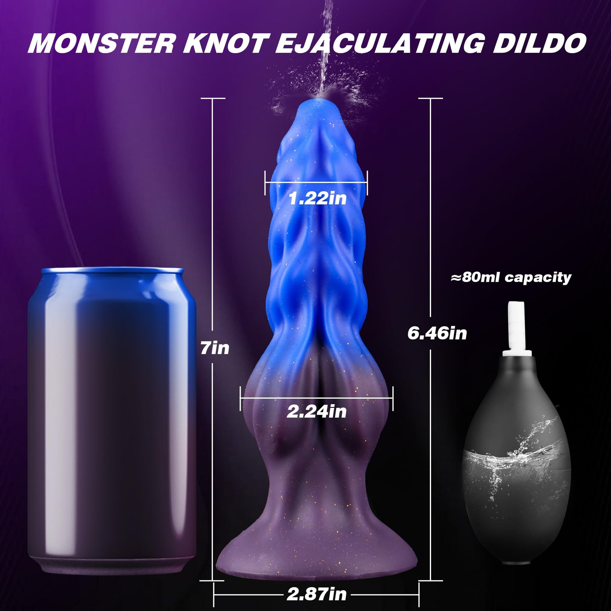 7 Inch Beginner Squirting Dragon Knot Dildo with Bulb Ejaculation – Soft Fantasy Monster Knotted Dildo with Realistic Cum Spraying Function, Suction Cup Silicone Anal Dildos Sex Toy