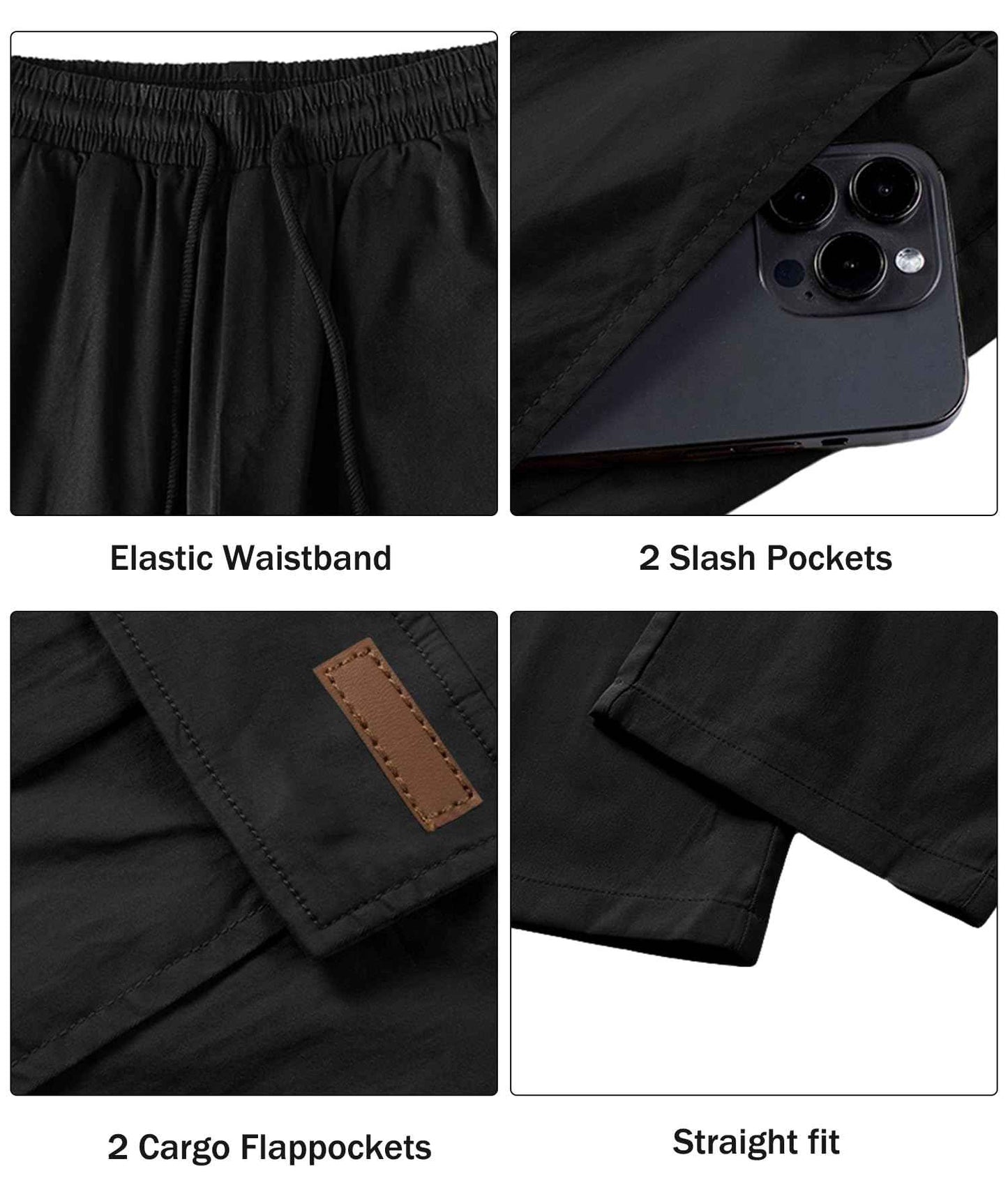 Comdecevis Men's Casual Cargo Pants Workout Joggers Stretch Sweatpants Hiking Drawstring Tactical Pants with Multi Pockets