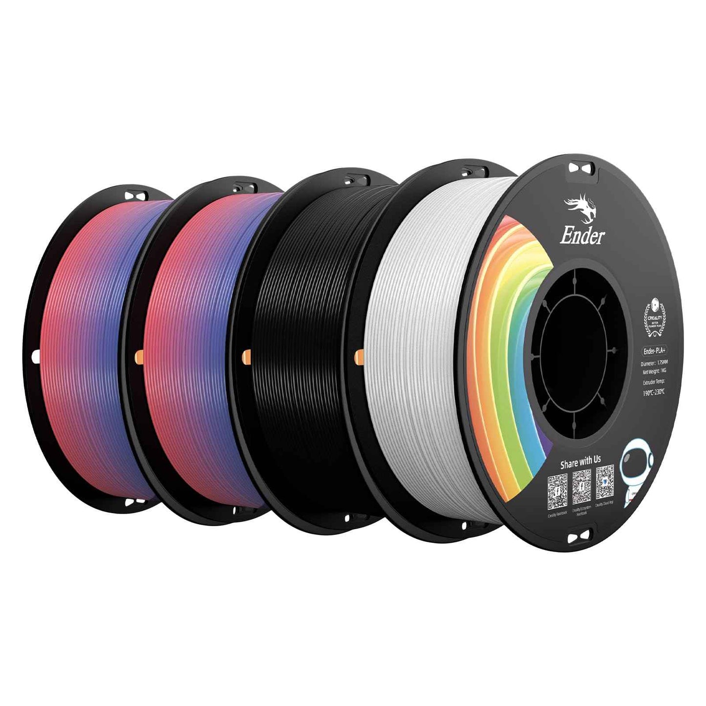 Creality 3D Printer Filament, PLA Filament Bundle for 3D Printing, Ender PLA Filament No-Tangling, Strong Bonding & Overhang Performance, Accuracy +/- 0.02mm
