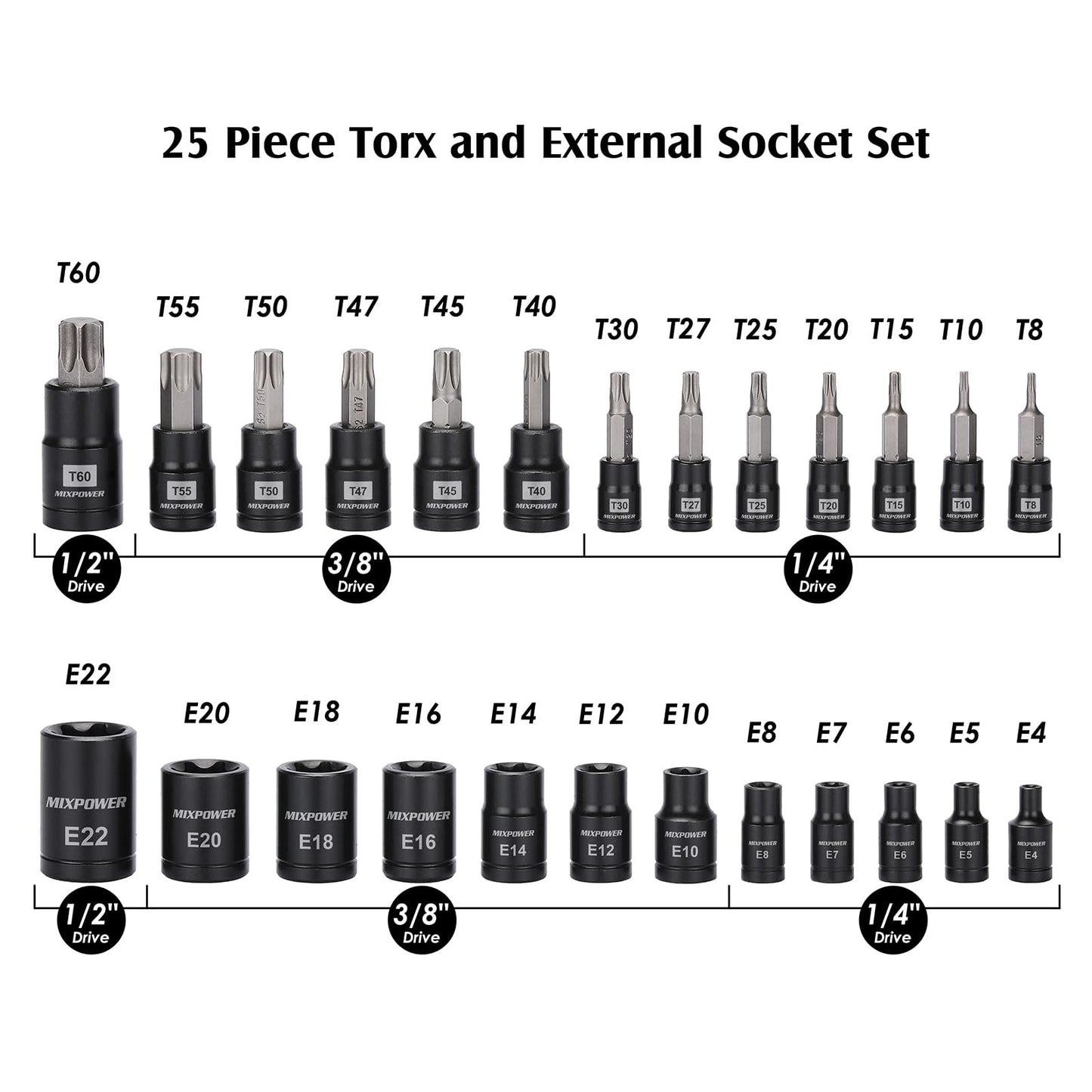 MIXPOWER Torx&E-Torx Socket Set