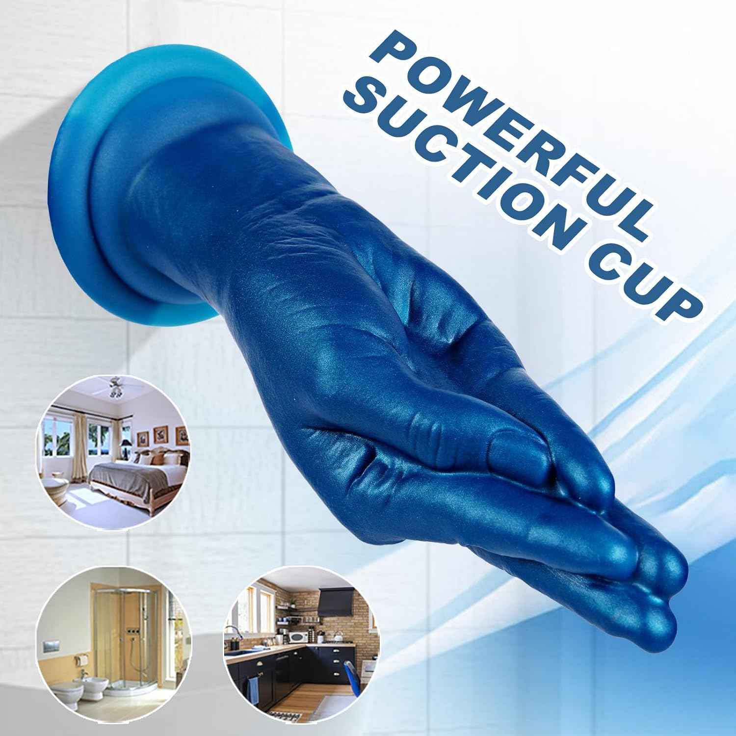 hainuo Realistic Lifelike Fist Dildo Prostate Massager Fantasy Blue 9in