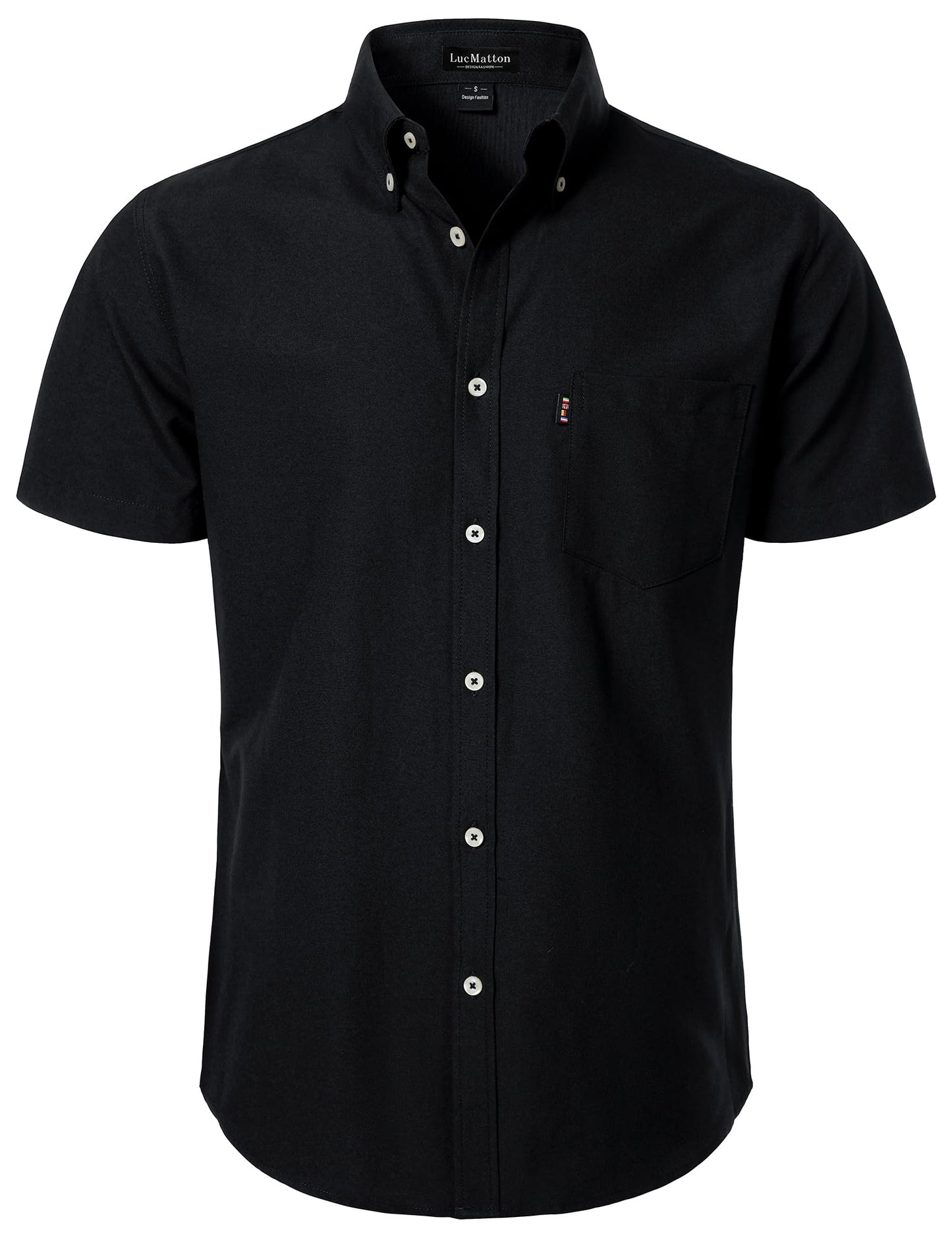LucMatton Men's Oxford Short Sleeve Button Down Shirt Summer Casual Midweight Regular fit Dress Shirts with Pocket
