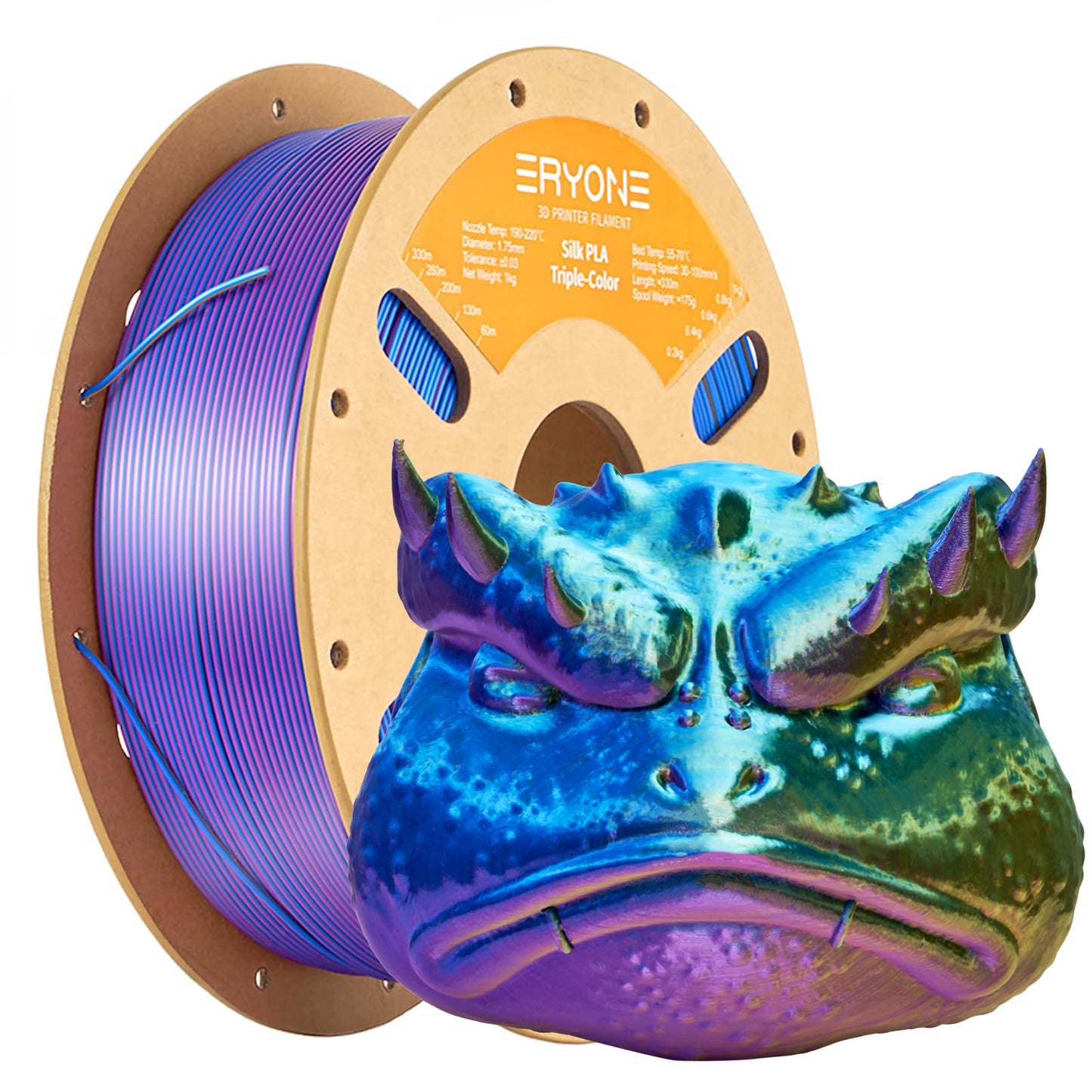 ERYONE Silk Color PLA Filament 3D Printer 1.75mm +/- 0.03mm, Filament PLA Cardboard Spool
