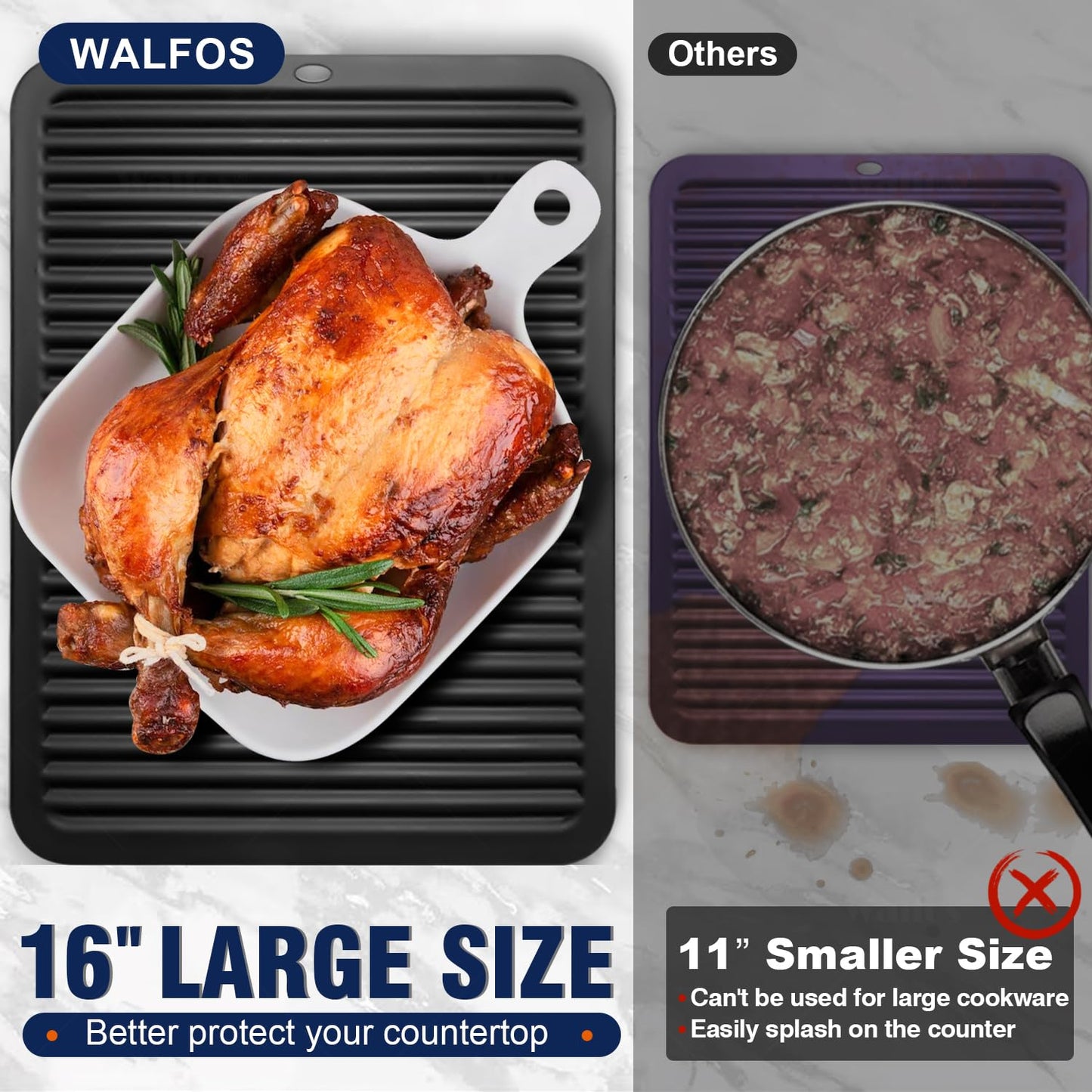 Walfos Silicone Trivets Set - Heat Resistant Pot Holder, Non-Slip & Flexible,Multi-Purpose Kitchen Table Mat, Prefect for Hot Dishes,Spoon Holder, Oven Mitt