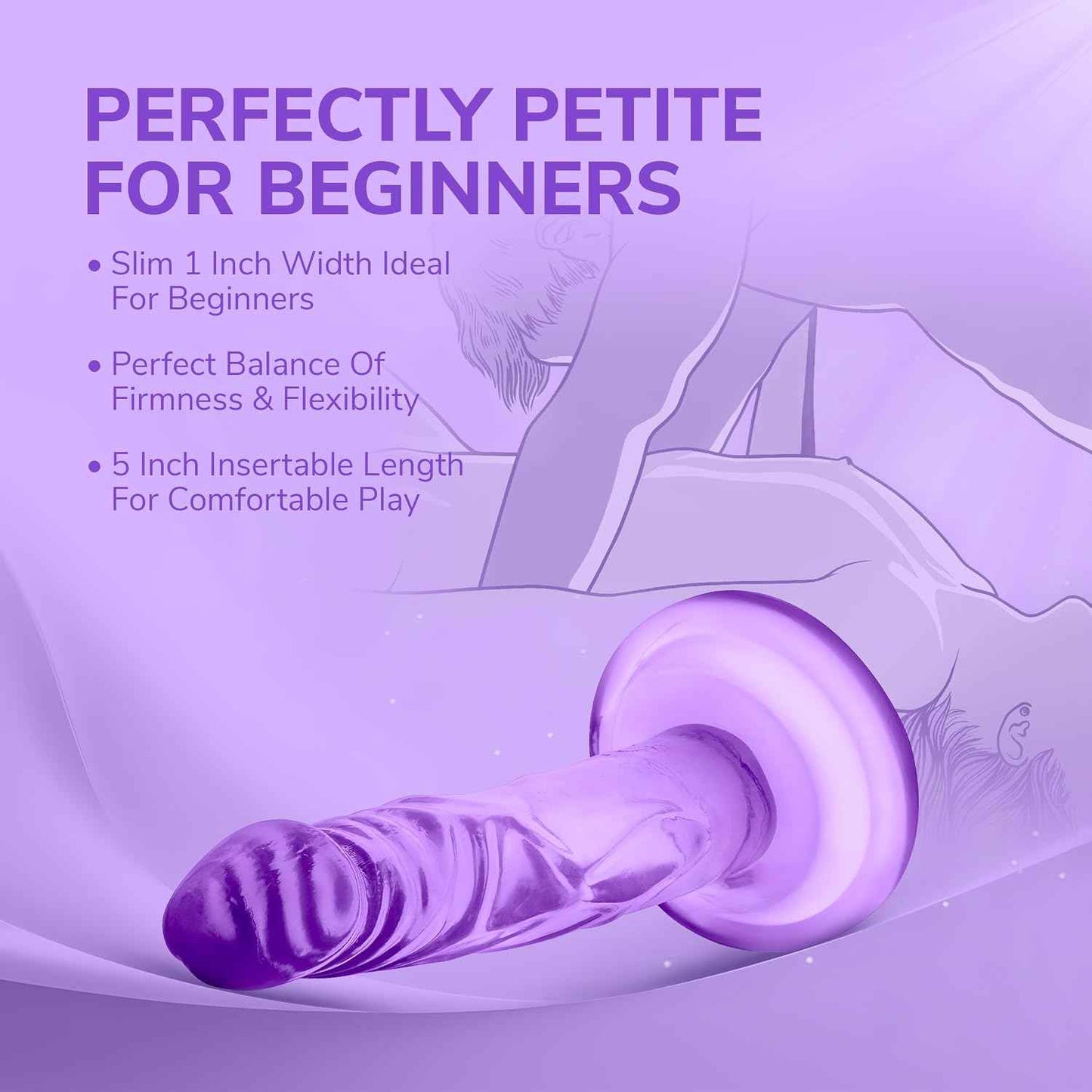 Eden 5.75 Inch Realistic Small Dildo with Powerful Suction Cup Purple