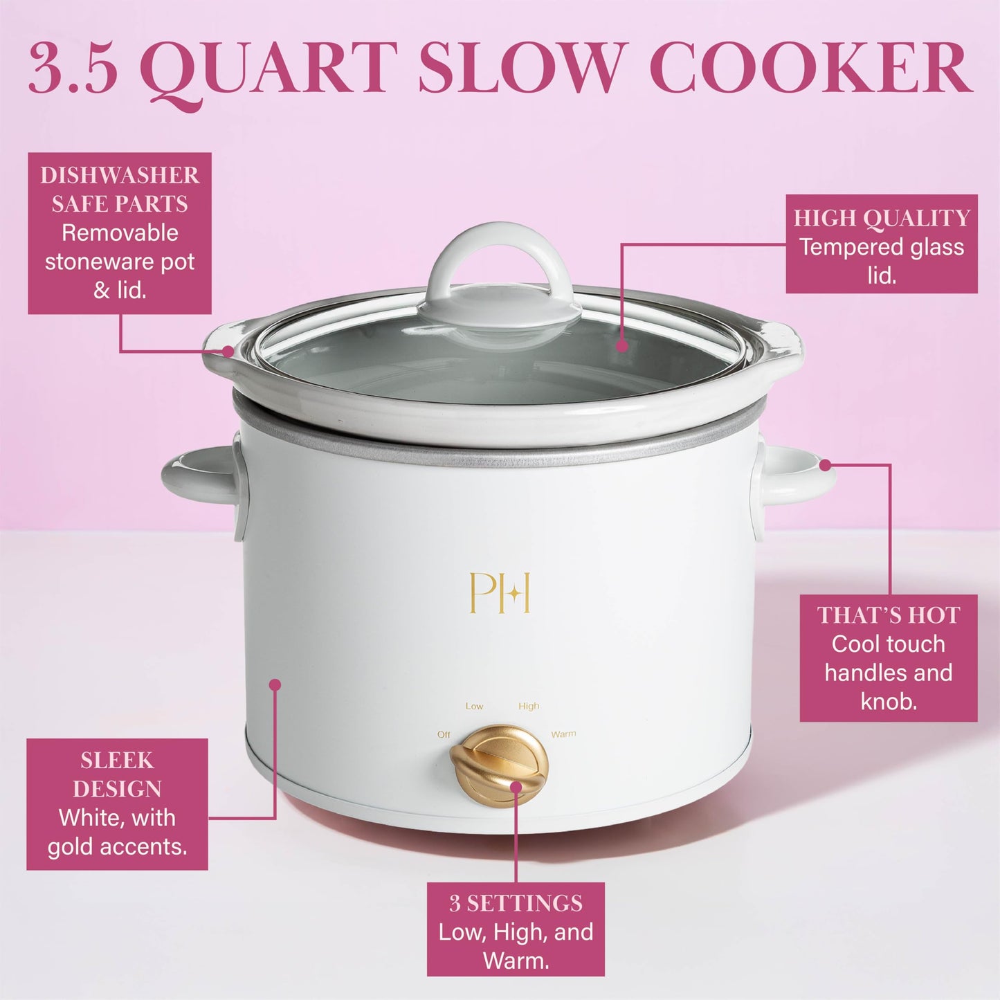 Paris Hilton 6-Quart Manual Slow Cooker