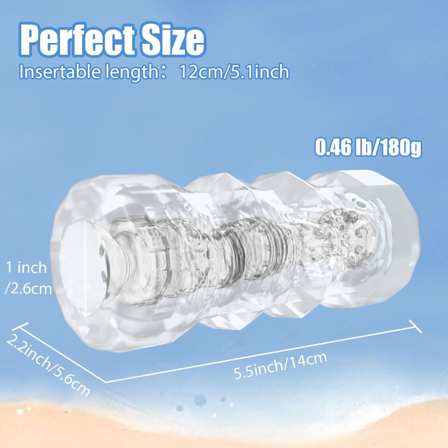 Male Masturbator Sex Toys - Transparent Pocket Pussy Stroker, TPE Male Masturbation Sleeve with 3D Textured, Penis Training Blowjob Sex Toy for Men with Storage Box