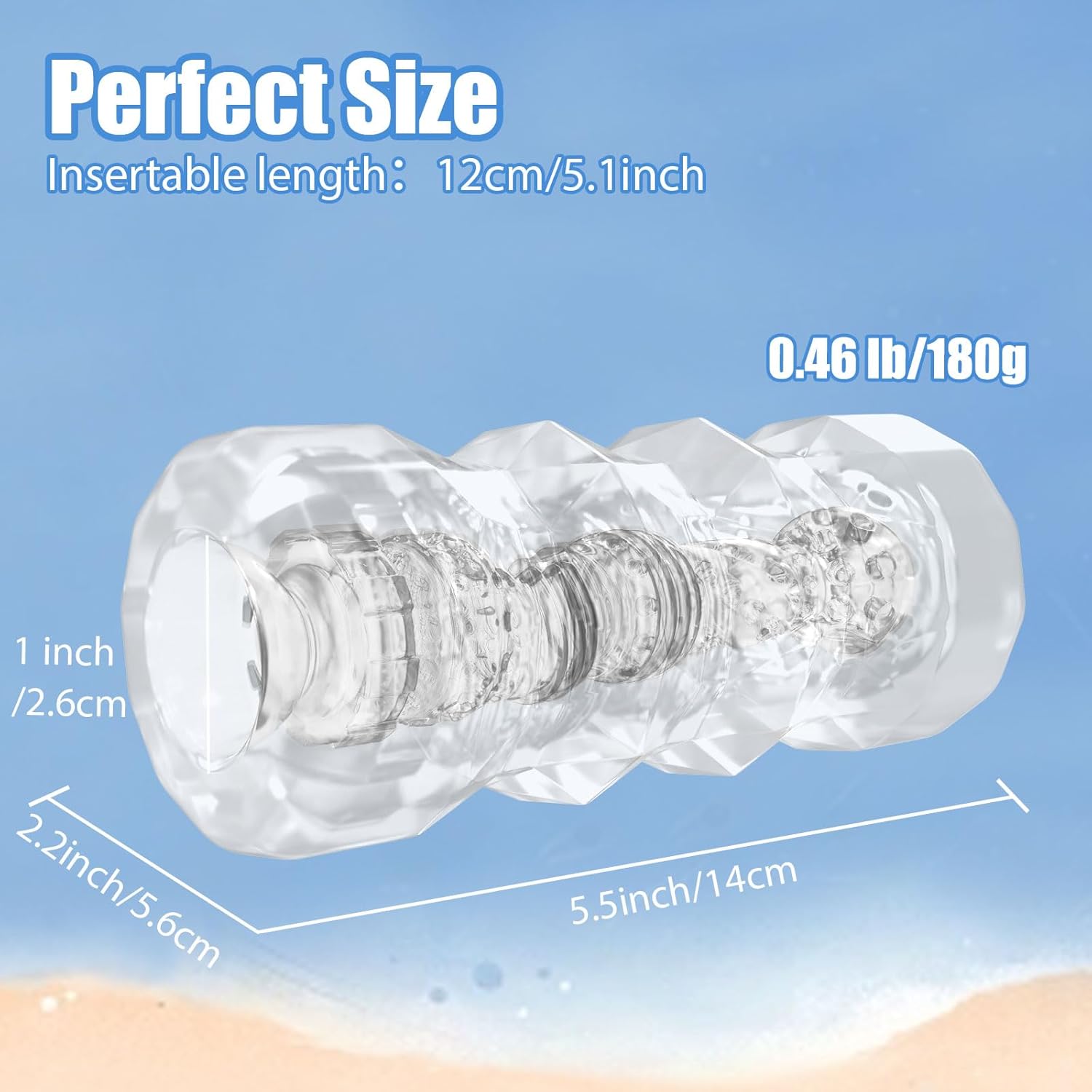 Male Masturbator Sex Toys - Transparent Pocket Pussy Stroker, TPE Male Masturbation Sleeve with 3D Textured, Penis Training Blowjob Sex Toy for Men with Storage Box