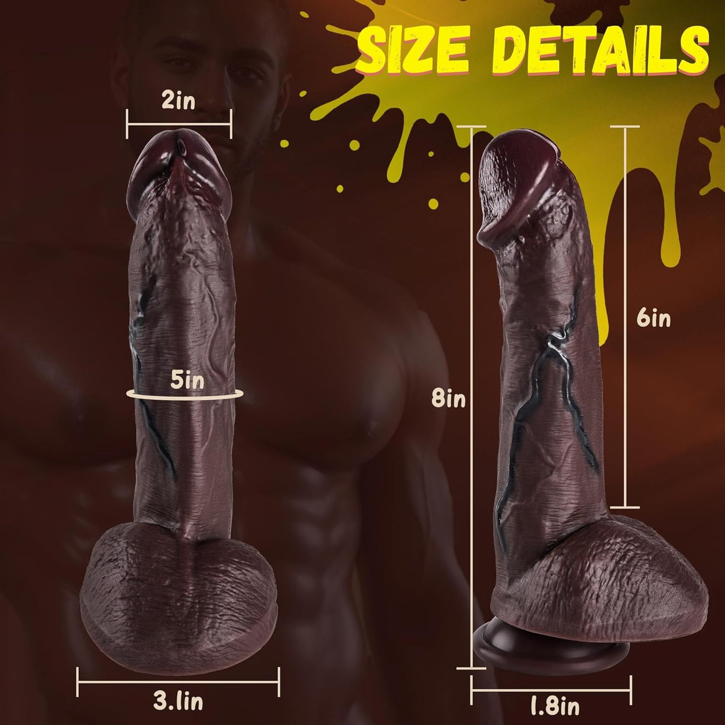 Clarerupt 8-Inch Realistic Silicone Dildo Dual-Density Suction Cup