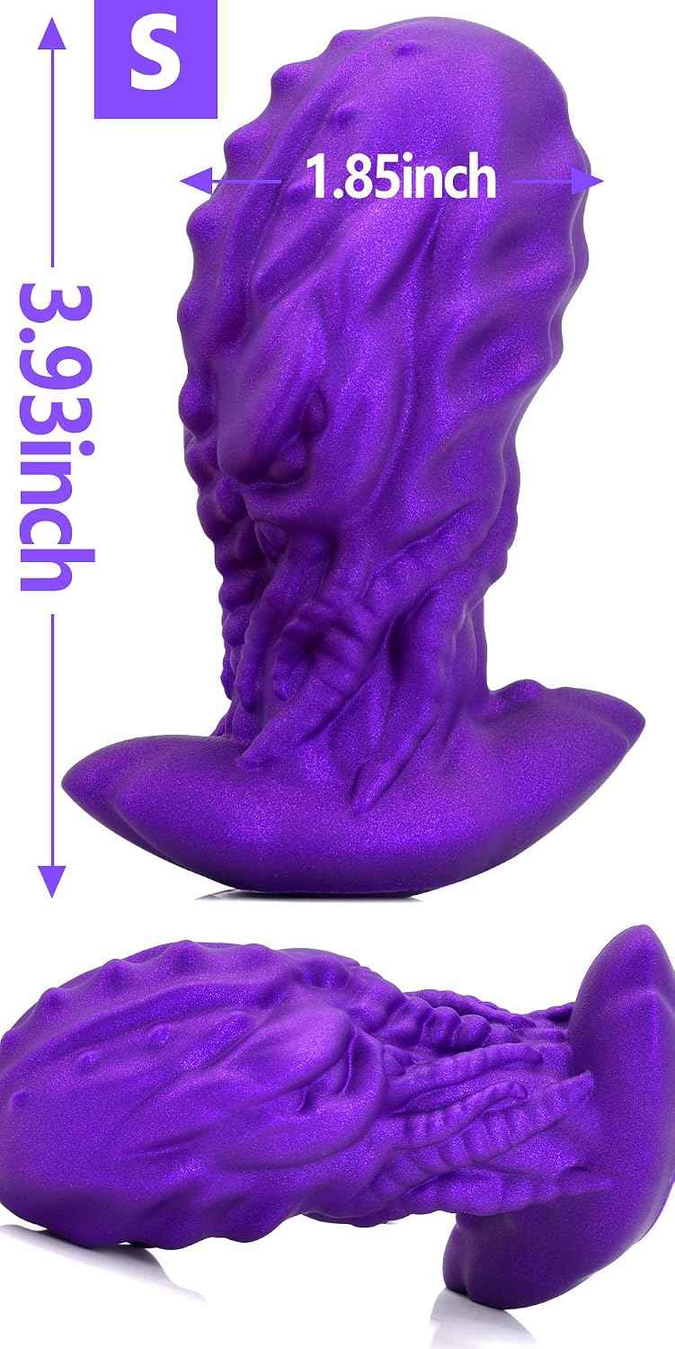 Anal Plug Monster Dildo with Safe Curved Base - Purple Silicone Octopus Butt Plug - 3.93 x 1.85 inch Fantasy Prostate Sex Toy for Women Men Masturbation