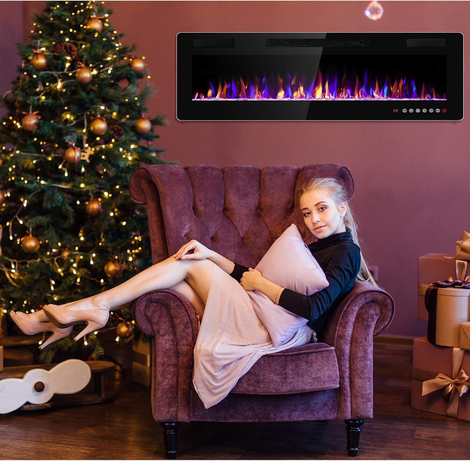 Electactic Electric Fireplace, Recessed and Wall Mounted