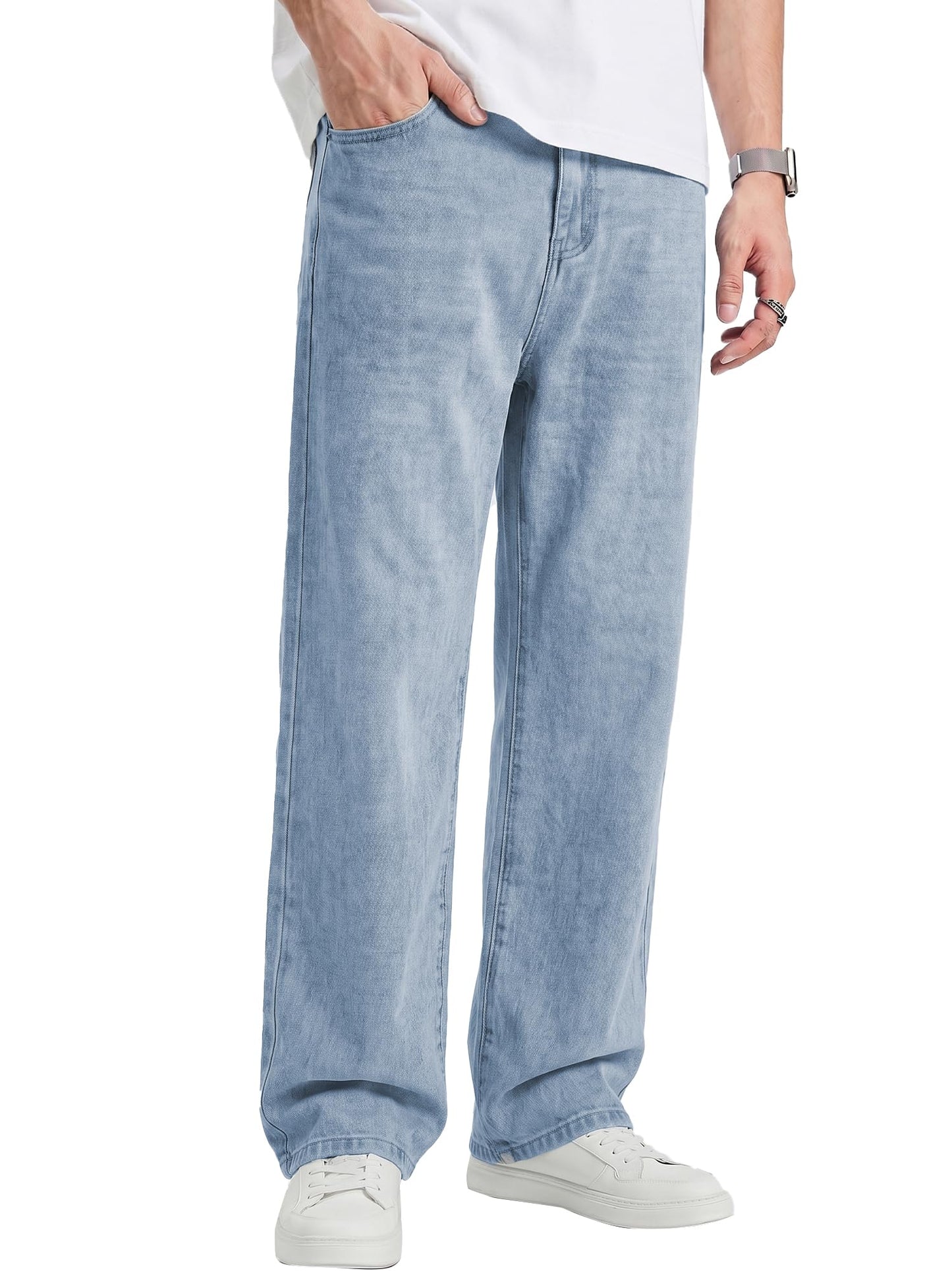 JMIERR Mens Baggy Jeans Stretch Casual Loose Fit Jeans Streetwear Denim Pants