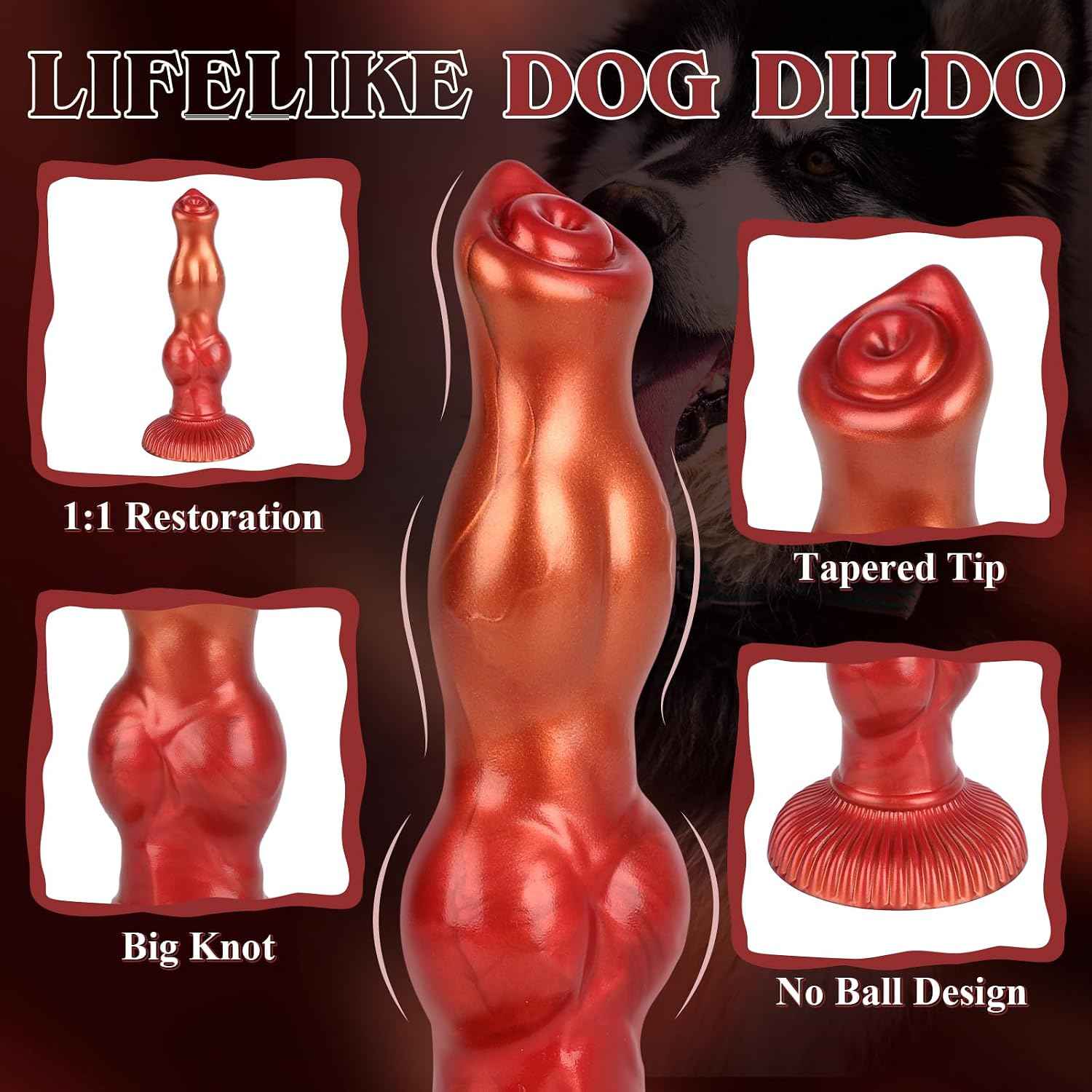 6 Inch Dog Knot Dildo for Beginner, Small Knotted Wolf Dildo, Thin Animal Silicone Realistic Dildos for Women Men Gay, Slim Mini Soft Canine Penis qith Suction Cup, Skinny Adult Monster Anal Sex Toys
