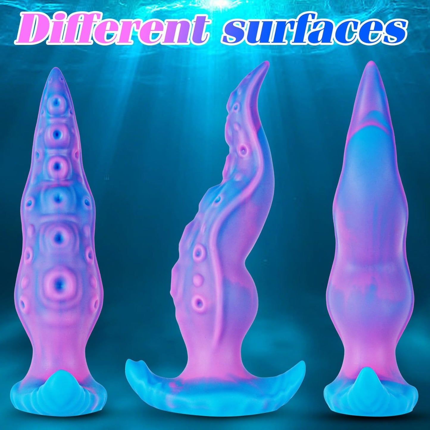 3 Sizes Octopus Tentacle Anal Dildo Anal Plug Training Sets, Silicone Realistic Wearable Small Large Monster Prostate Dildo Sex Toys, Thick Thin Purple Blue Fantasy Dildos Set for Beginner Men Women