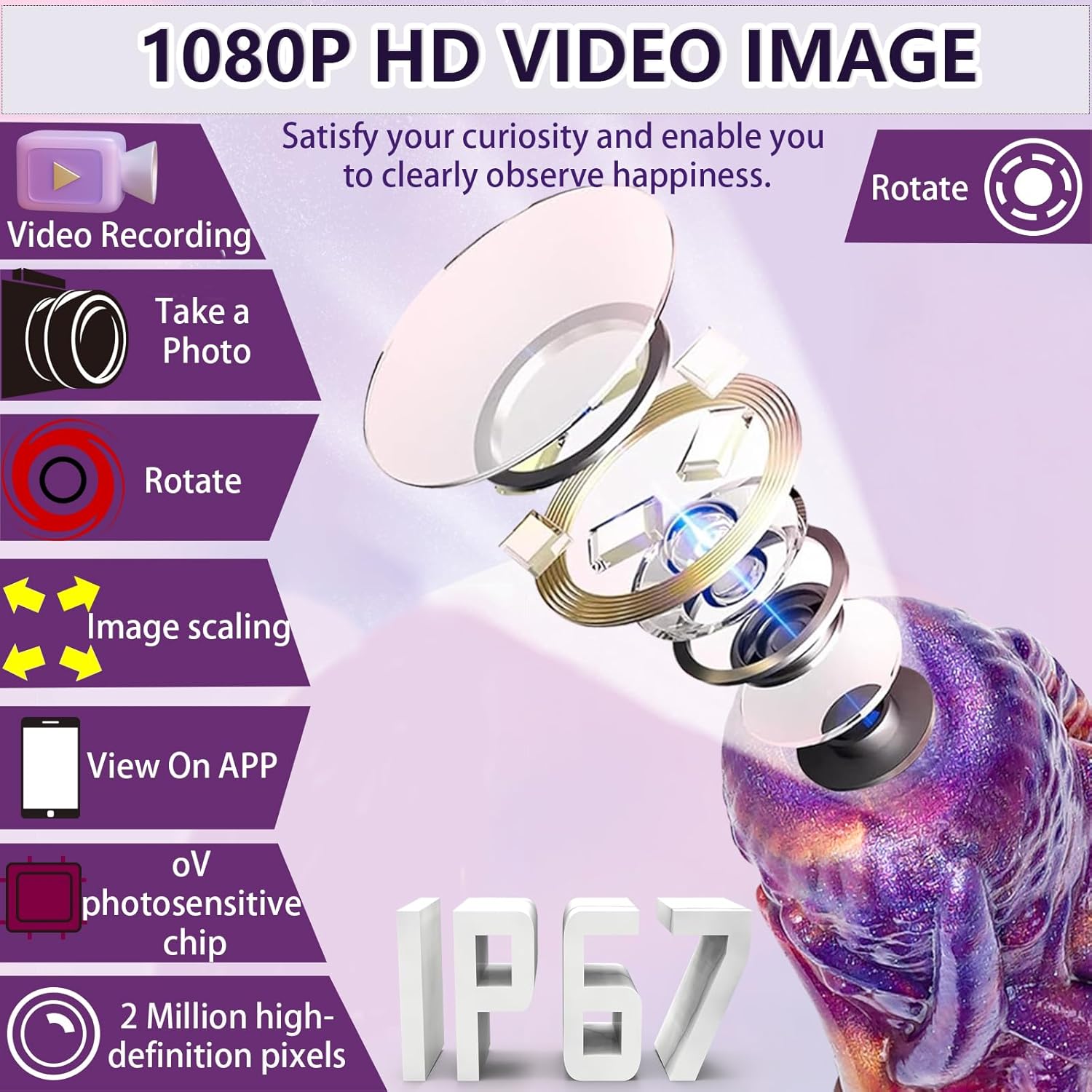 TTAIOOAI 19.9in Smart Endoscope Tentacle Knot Butt Plug 1080P Camera