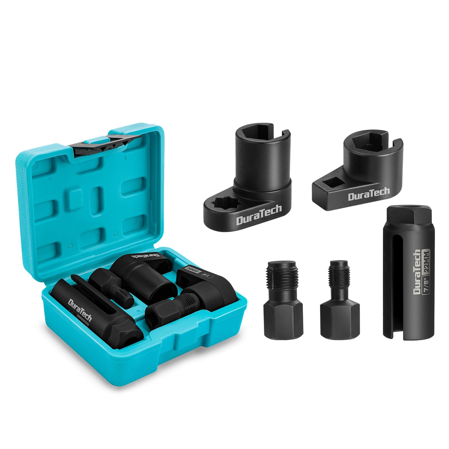 DURATECH 5PCS & 7PCS O2 Oxygen Sensor Socket Thread Chaser Set, 1/2" 3/8" Drive x 22mm (7/8") 27mm 29mm Oxygen Sensor Remover, O2 Sensor Removal Tool Kit