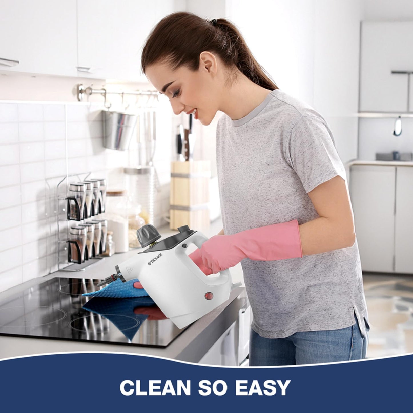 Handheld Steam Cleaner, Steam Cleaner with 16 PCS Accessory & Safety Lock, 500ML Capacity, Multi-Surface Deep Cleaning for Home, Car, Bathroom, Grout, Floor, Window