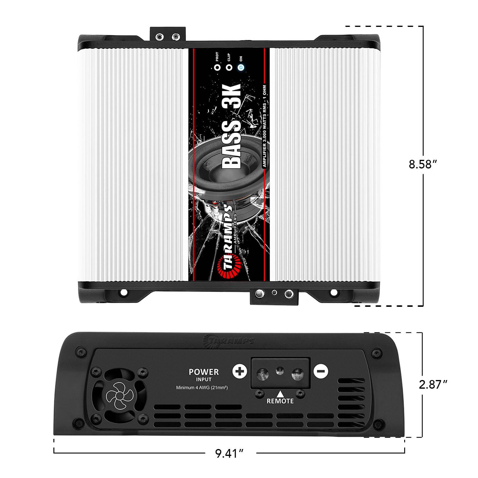 Taramps BASS 3k 1 Ohm 1 Channel Mosfet Amplifier 3000 Watts RMS, Monoblock, Subsonic Filter, Low Pass Crossover, Bass Boost, RCA, Class D, Car Audio System, Great for Subwoofers, Max Power