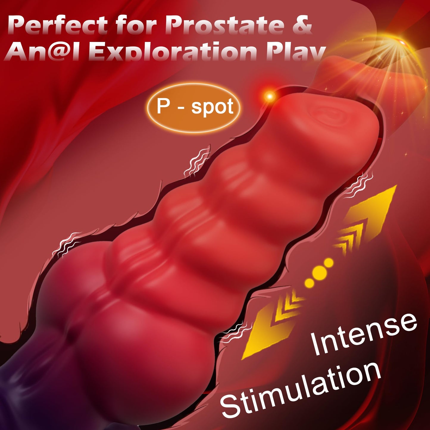 Thrusting Prostate Massager Vibrating Butt Plug Anal Vibrator, Fantasy Monster Knot Dildo Silicone Anal Plug Large Buttplug with 9 Thrusting, Vibration & Suction Cup, Adult Sex Toys for Men Women Gay