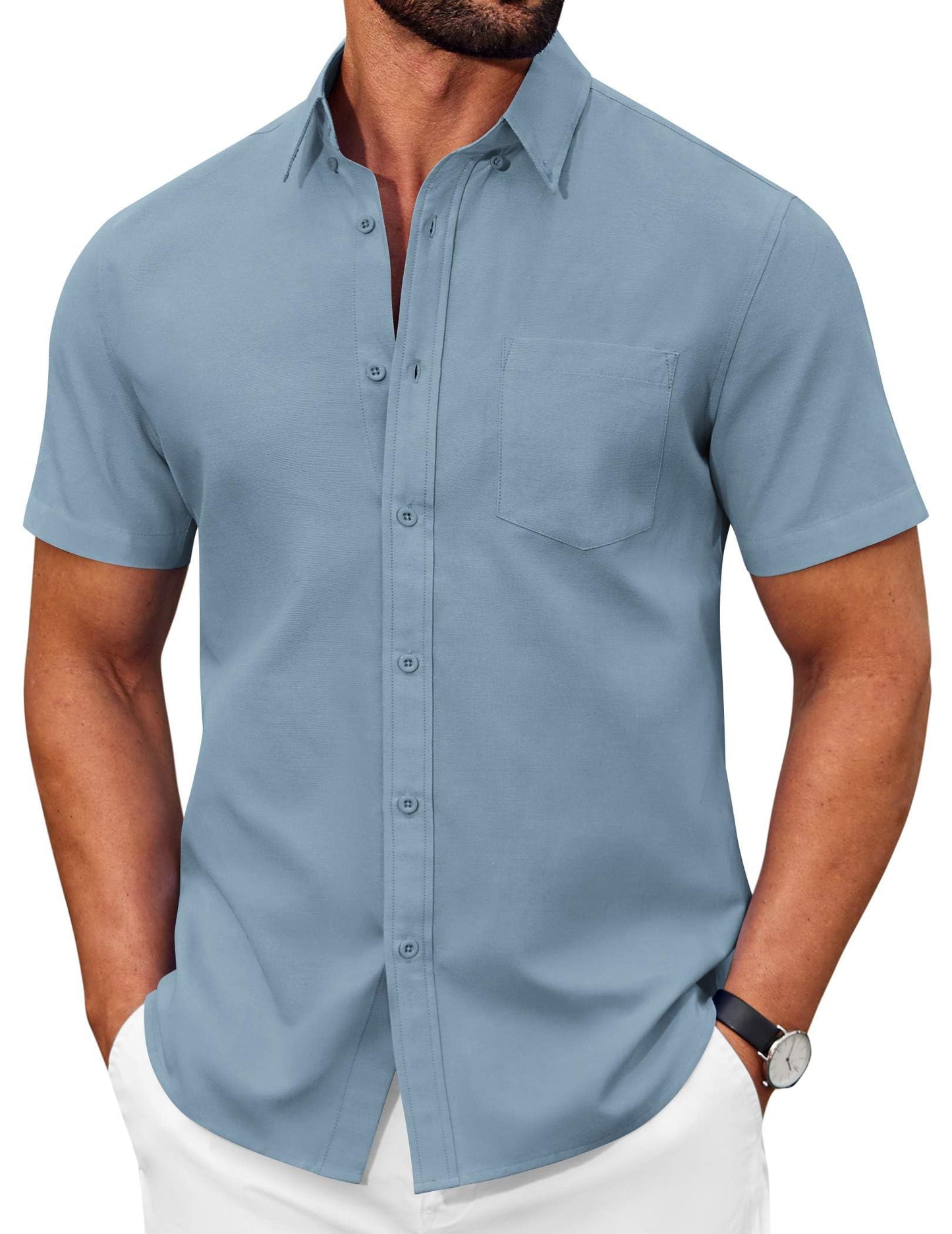 COOFANDY Men's Short Sleeve Oxford Shirt Casual Button Down Shirts Summer Untucked Dress Shirt with Pocket