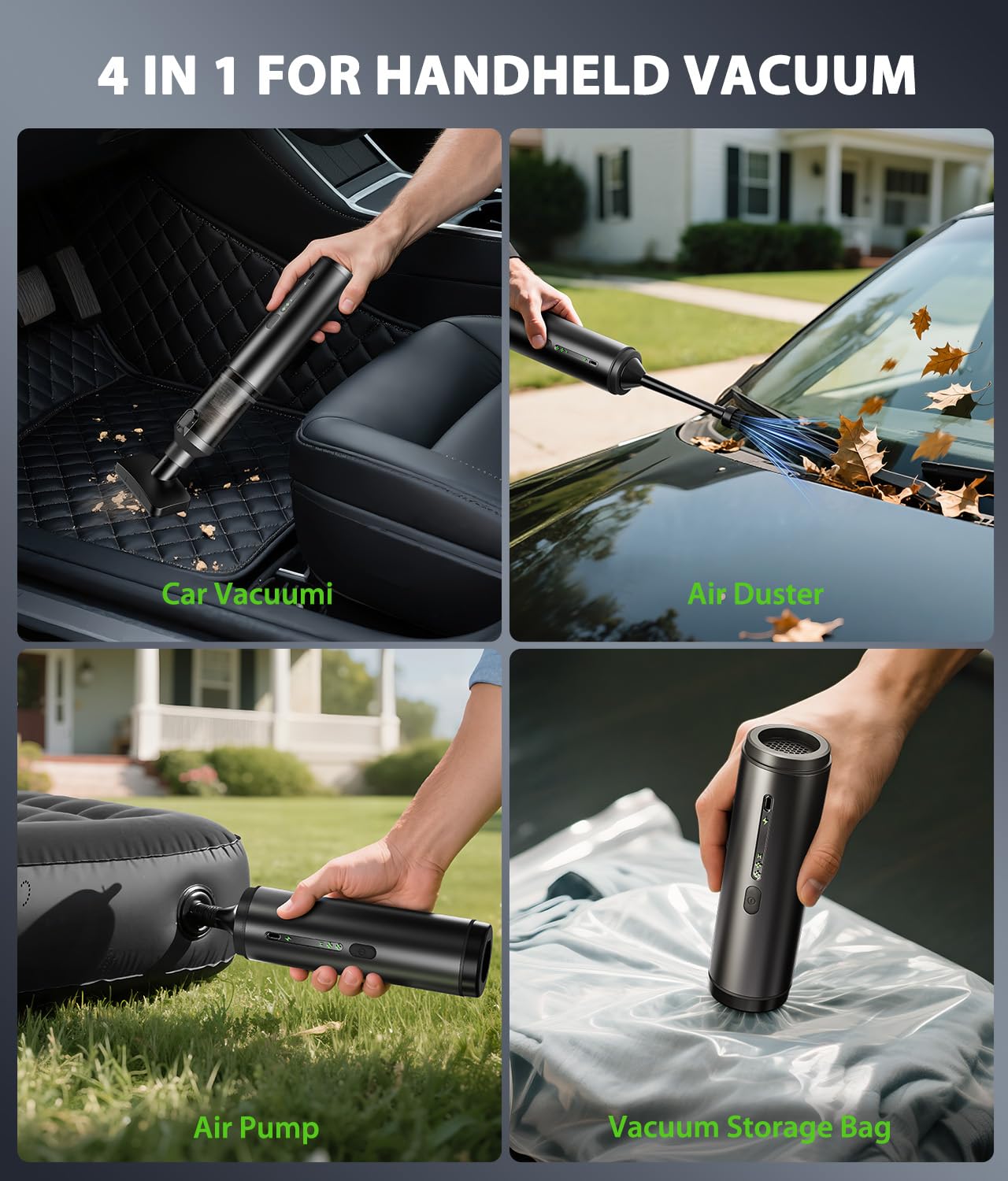 Voice-tank Car Vacuum Portable Cordless Handheld Vacuum Cleaner 4-in-1 Mini Cordless Vacuum